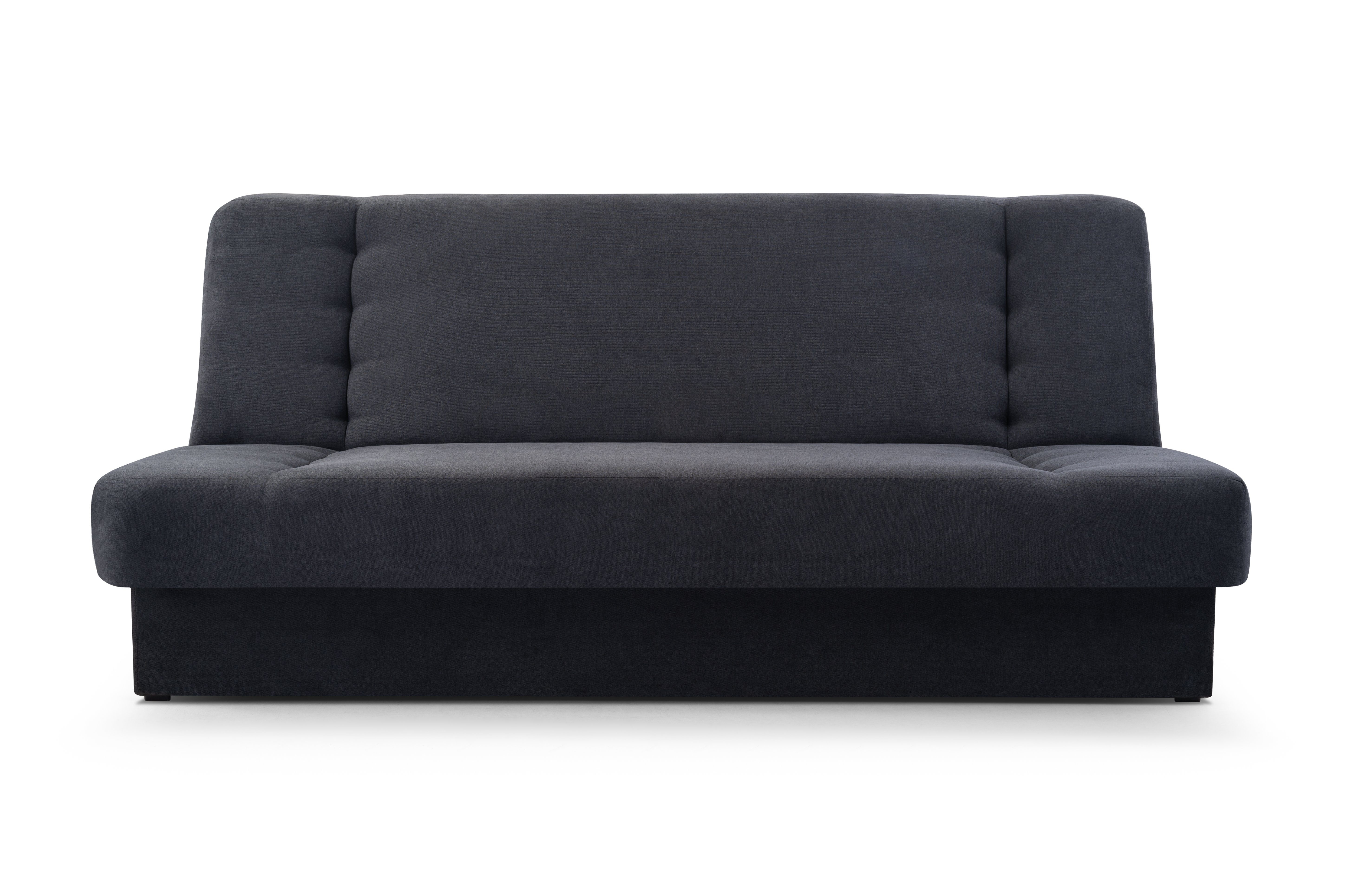 MOEBLO Schlafsofa Cyprus, Sofa Kippsofa Klappsofa Clic-Clack Couch für Wohnzimmer Federkern Sofagarnitur Polstersofa - 120x190x90cm -, mit Bettkasten und Schlaffunktion Anthrazit - SORO 100