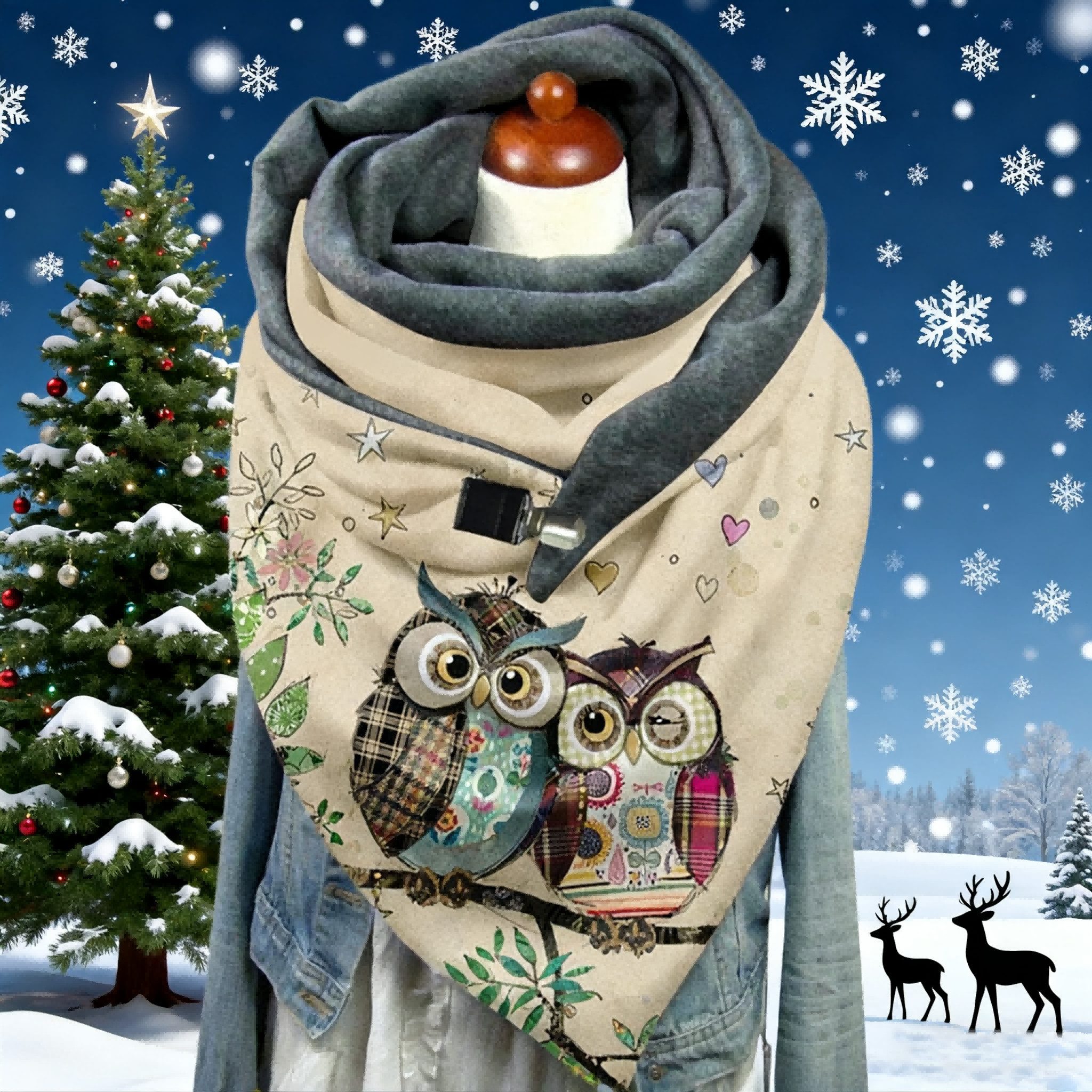 Kityhome Modeschal Eleganter Eulen-Schal, weicher Winterchal günstig online kaufen