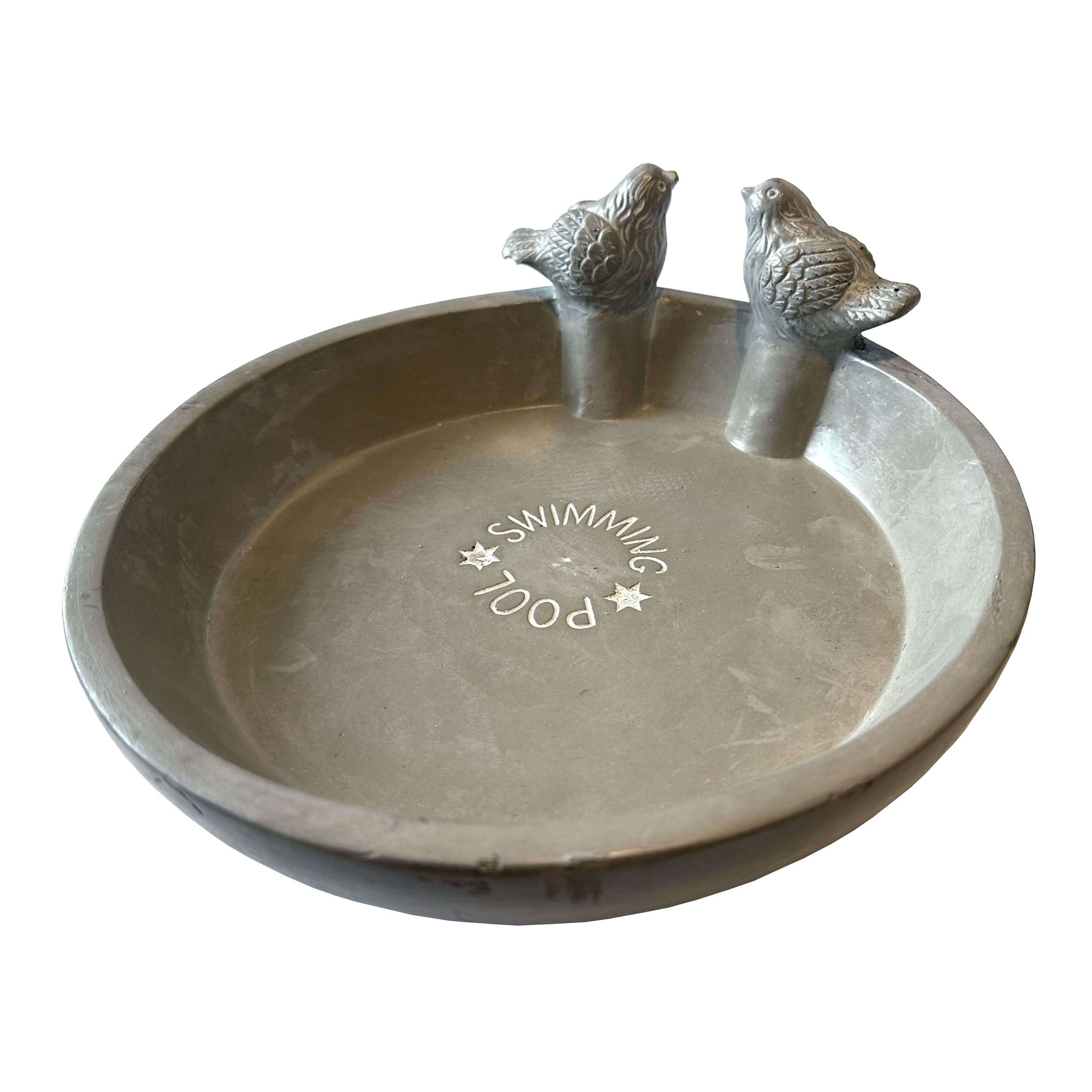 Dekowunder Vogeltränke Vogelbad, Beton mit Vogel-Figuren dekorative Gartenschale rund 24,5 cm