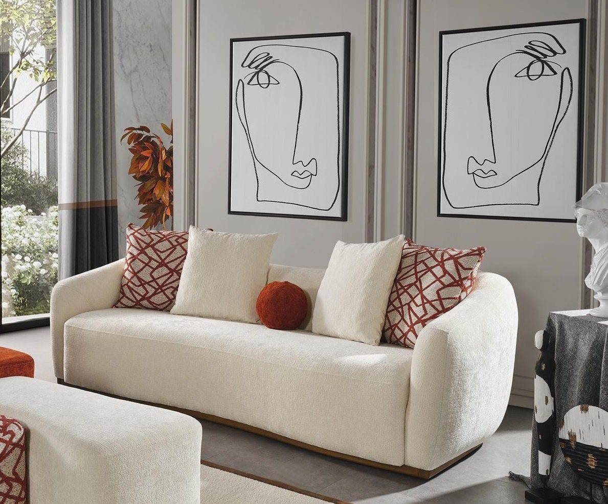 Modern Design Sofa 4 Sofa in JVmoebel Sofas Made Sitzer Viersitzer 1 Polyester Weiß, Teile, Europa Stoff