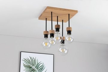 BRITOP LIGHTING Deckenleuchte CHANDELLE, Leuchtmittel wechselbar, ohne Leuchtmittel, Naturprodukt aus Eichenholz, Nachhaltig mit FSC®-Zertifikat