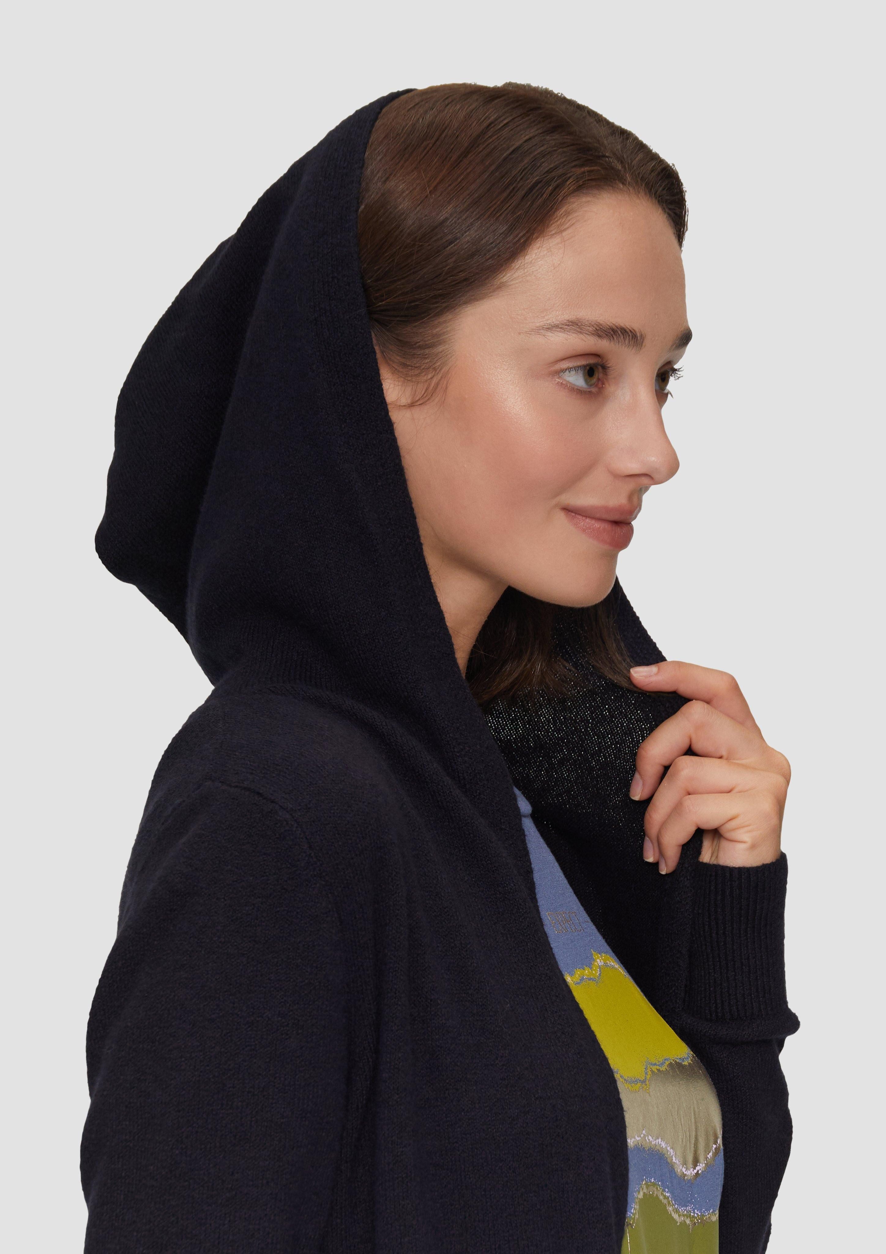 s.Oliver Strickjacke Long-Cardigan mit Kapuze Rippblende günstig online kaufen