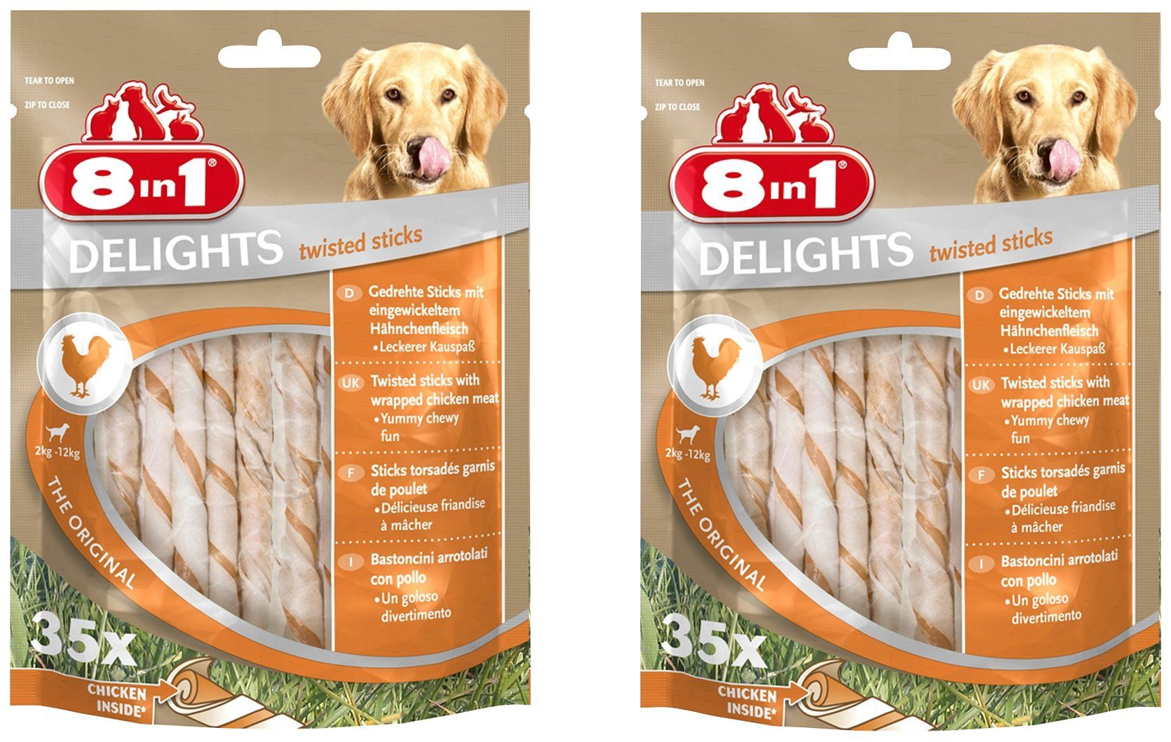 Kaustangen »Delights Twisted«, gedrehte Hunde Kausticks, 2x 35 Stk