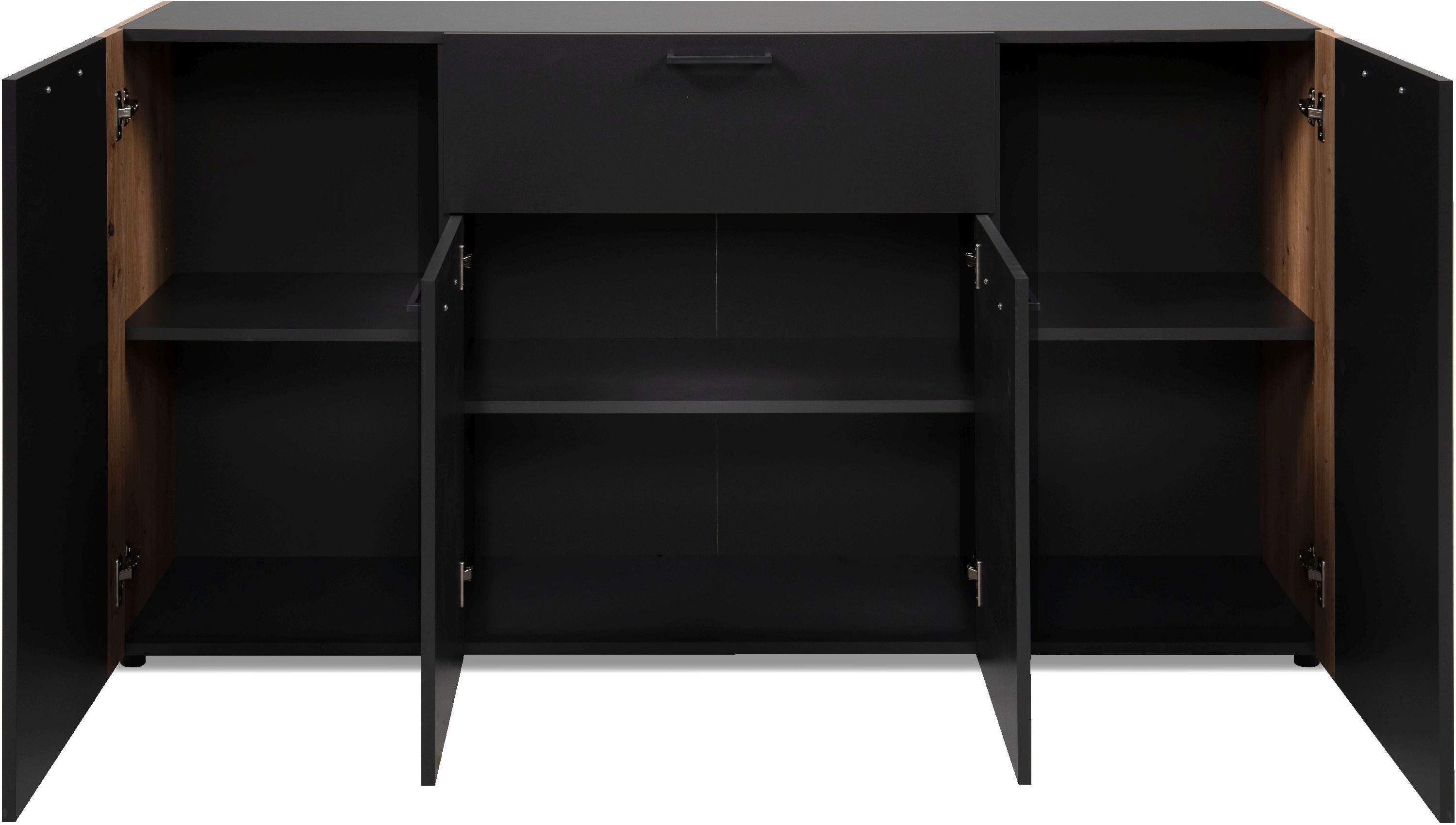 Finori Sideboard, anthrazit / Dekor Artisan Oak melaminbeschichtet HxBxT 162x85x34,5 cm