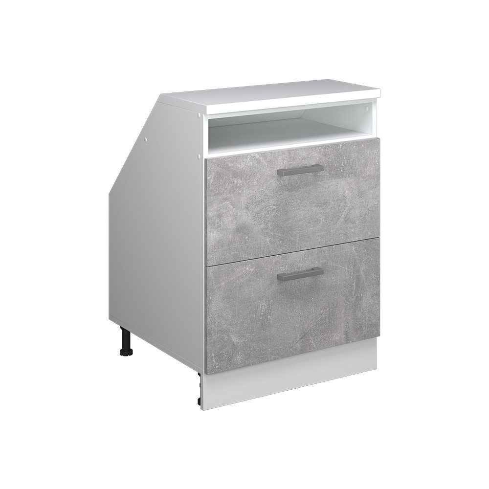 Vicco Unterschrank R-Line, Beton/Weiß, 60 cm mit 2 Schubladen, Schrankkorpus 60 cm Tiefe (1-St)