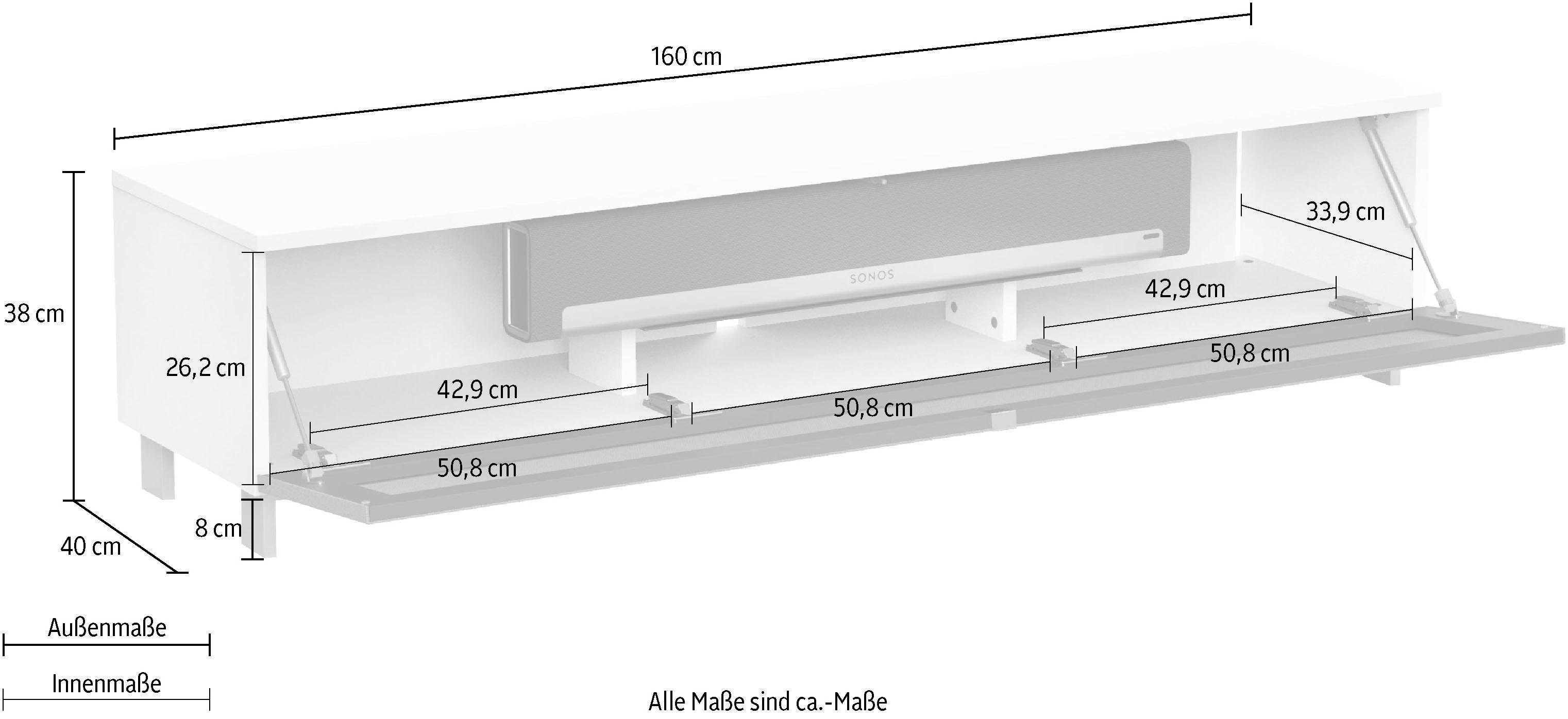 oder Sound- Spectral Breite | Komplettpaket mit Lowboard Racks, 160 JUST cm, by Just JRB1604, wahlweise weiß weiß