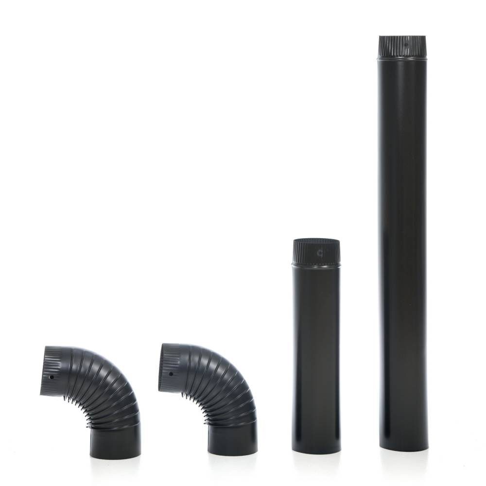 acerto® Rohrverbinder Ofenrohr-Set 120 mm Durchmesser Schwarz, Steckverbindung für schnelle und einfache Montage | Rohrverbinder