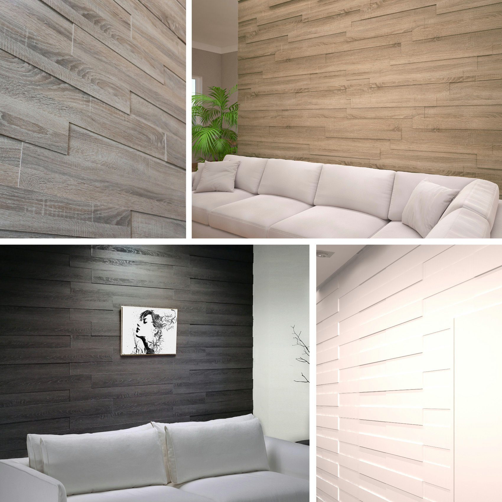 Paneele Dekorbretter Hexim Wanddekoobjekt (1 - Wandpaneel) - Stilvolle - 7 Holzpaneele Weiß (Wandverkleidung qm) moderne MDF aus 3D Wandfliese Verlegevarianten, Holzverblender mit 1.13 Packung