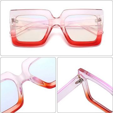KIKI Brillengestell Extra große quadratische, Damenmode, großer Rahmen, transparente Linse