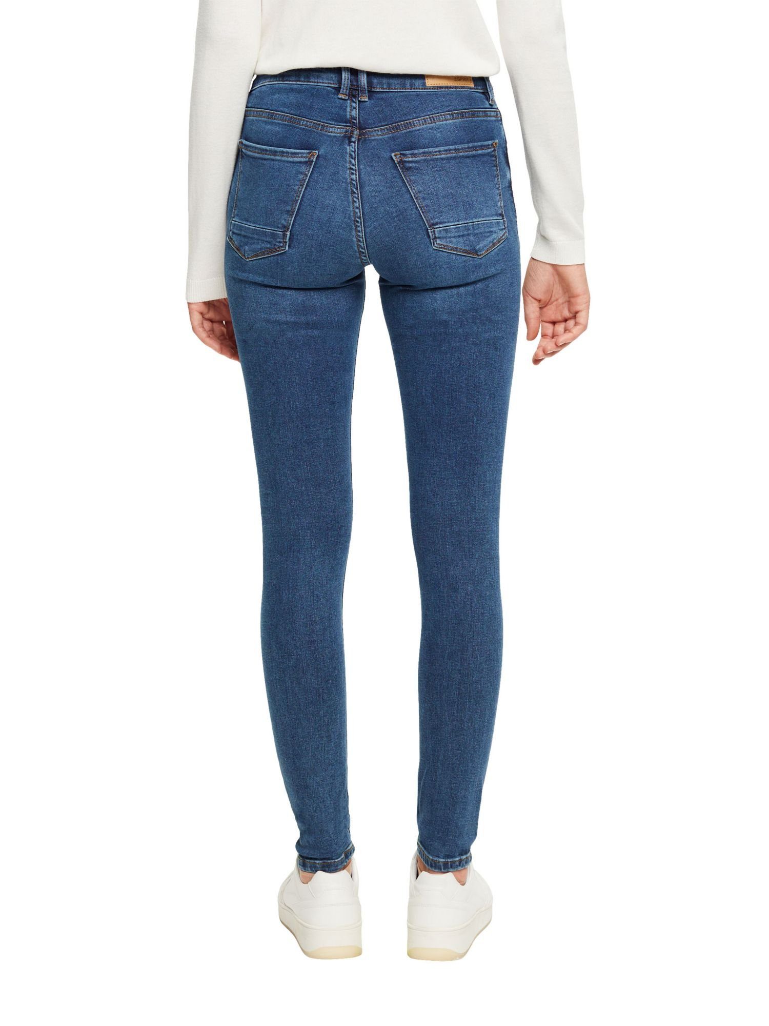 WASHED Esprit Skinny-fit-Jeans BLUE Washed Bio-Baumwolle mit MEDIUM Jeans