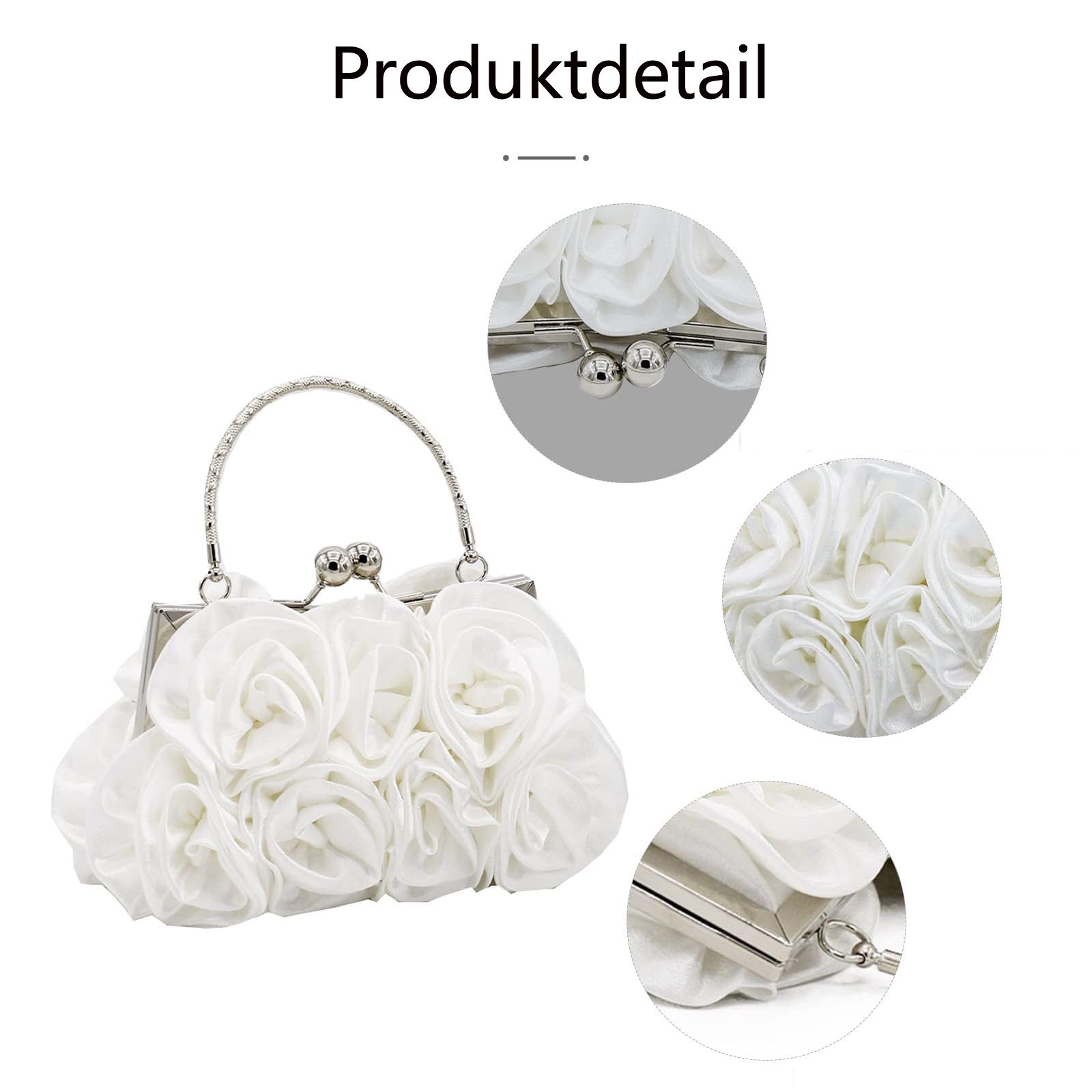 Coonoor Abendtasche Abend-Clutch für Damen, florales Satin, kleine Geldbörsen, mit abnehmbarem Riemen für Hochzeit, Party, Abschlussball