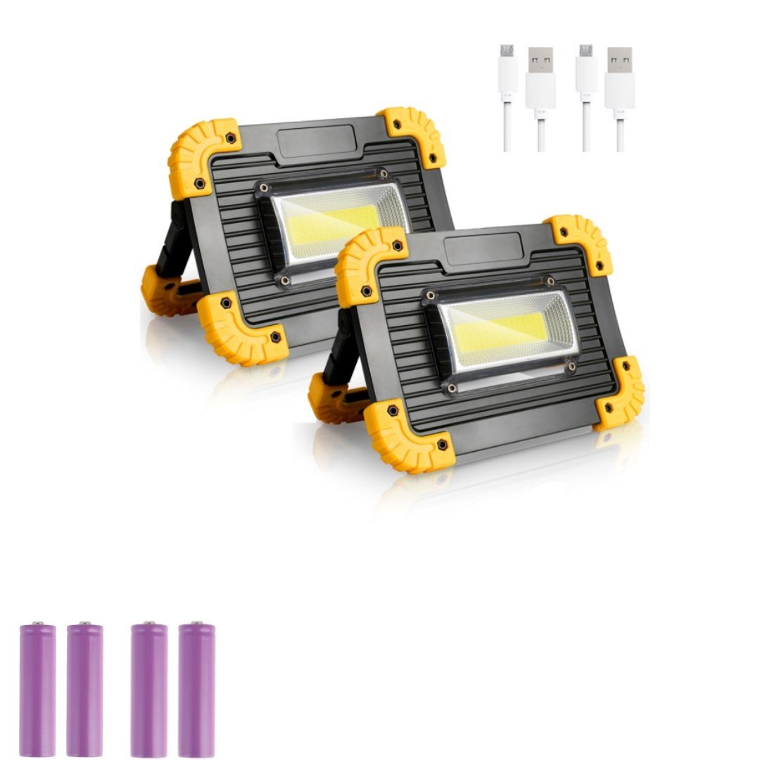 2x30W LED Akku Lamp Außenlampe LED Baustrahler Fluter TolleTour Kaltweiß Baustrahler