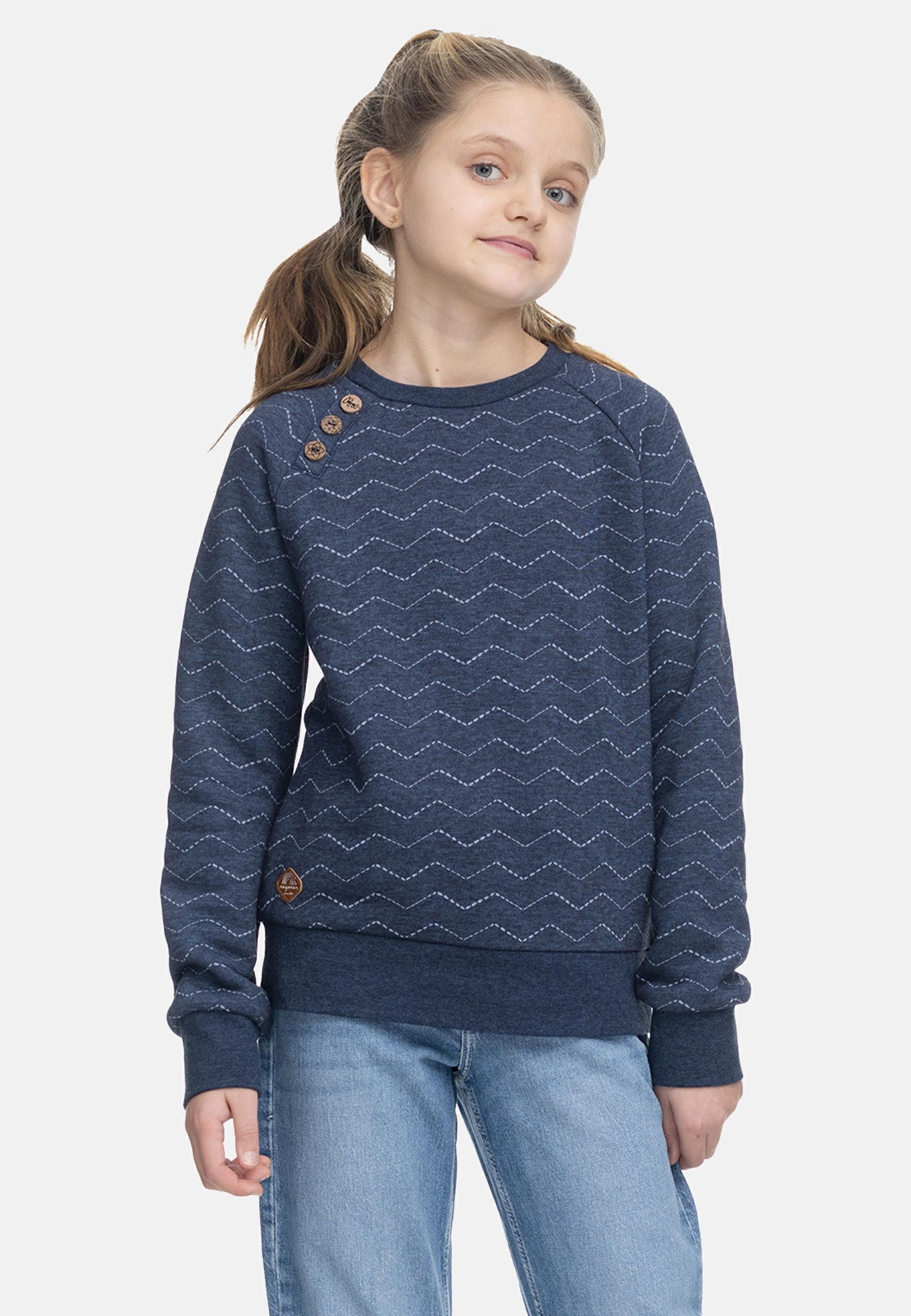 Ragwear Sweater Darinka stylisches Zig navy Mädchen mit Zag Sweatshirt Zick-Zack-Muster