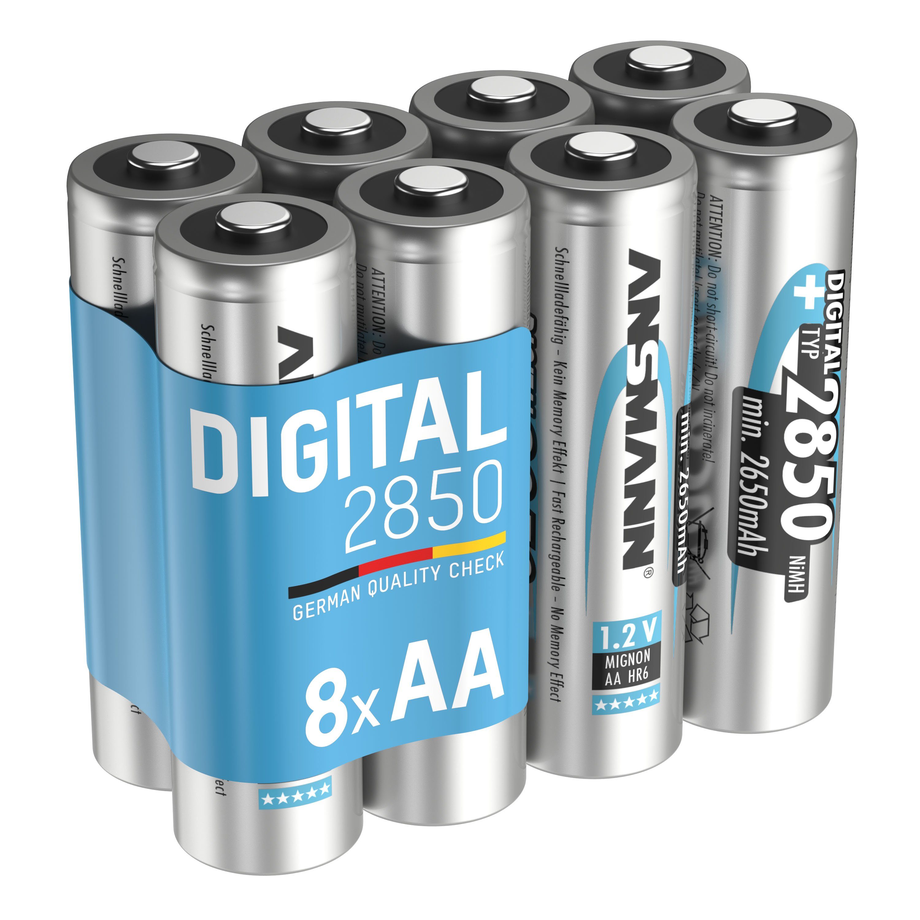 Akku Mignon AA, min. 2650 mAh, 8 Stück, 1,2V Ni-MH Akku