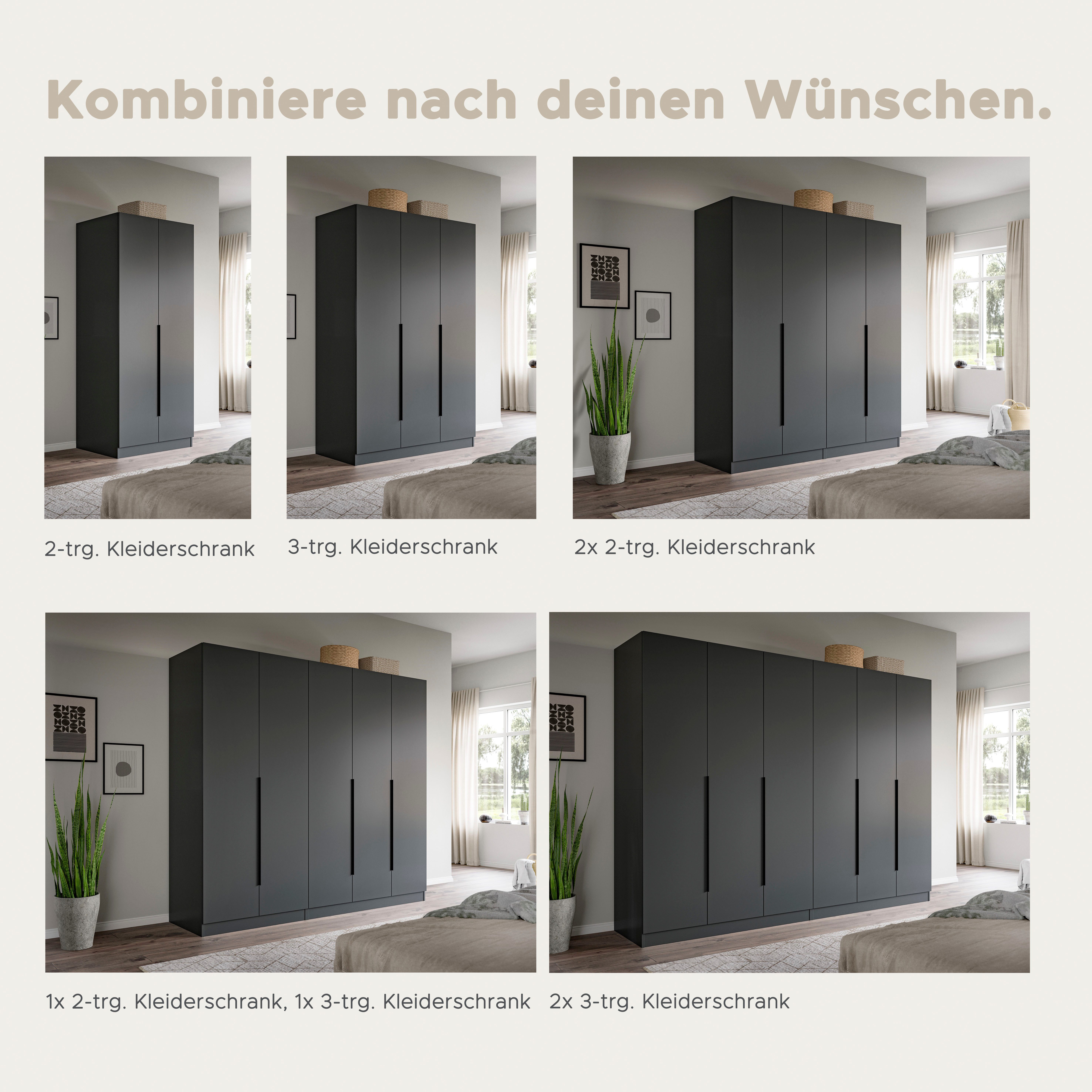 OTTO home Schrank-Set Skarde moderner Kleiderschrank Schlafzimmerschrank, (1-St., wähle deine beste Schrank Kombination), Skarde Kleiderschrank 160 cm, 2 Kleide – Bild 5 von 5