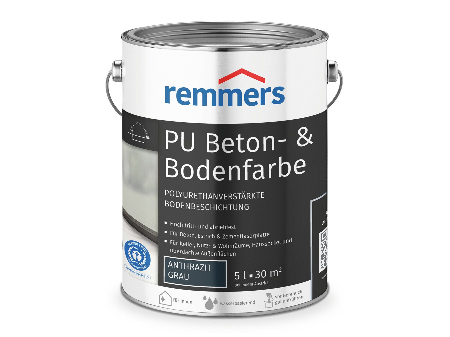 Remmers Lack PU Beton- und Bodenfarbe seidenmatt 5 Liter, belastbar und chemikalienbeständig