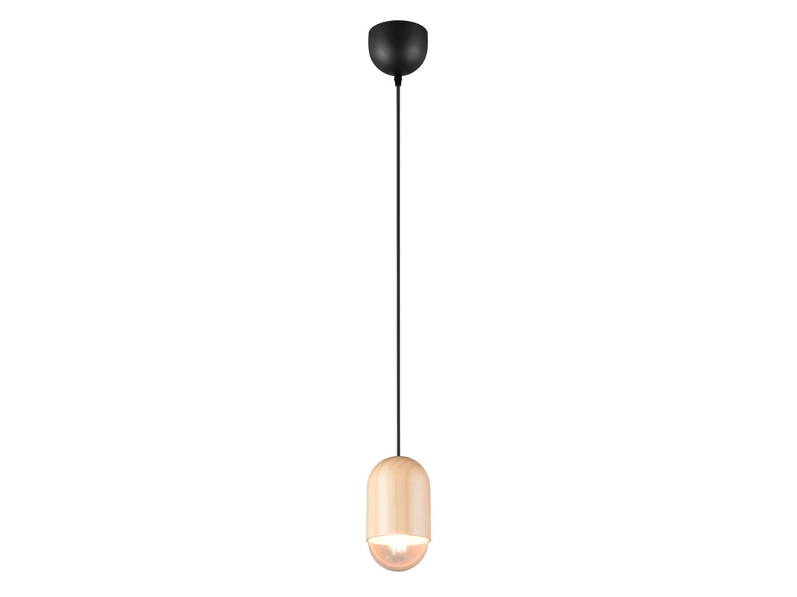 Reality Leuchten LED Pendelleuchte, Dimmfunktion, LED wechselbar, warmweiß, klein-e Holz-lampe einflammig skandinavisch hängend Esstisch, Ø 10cm