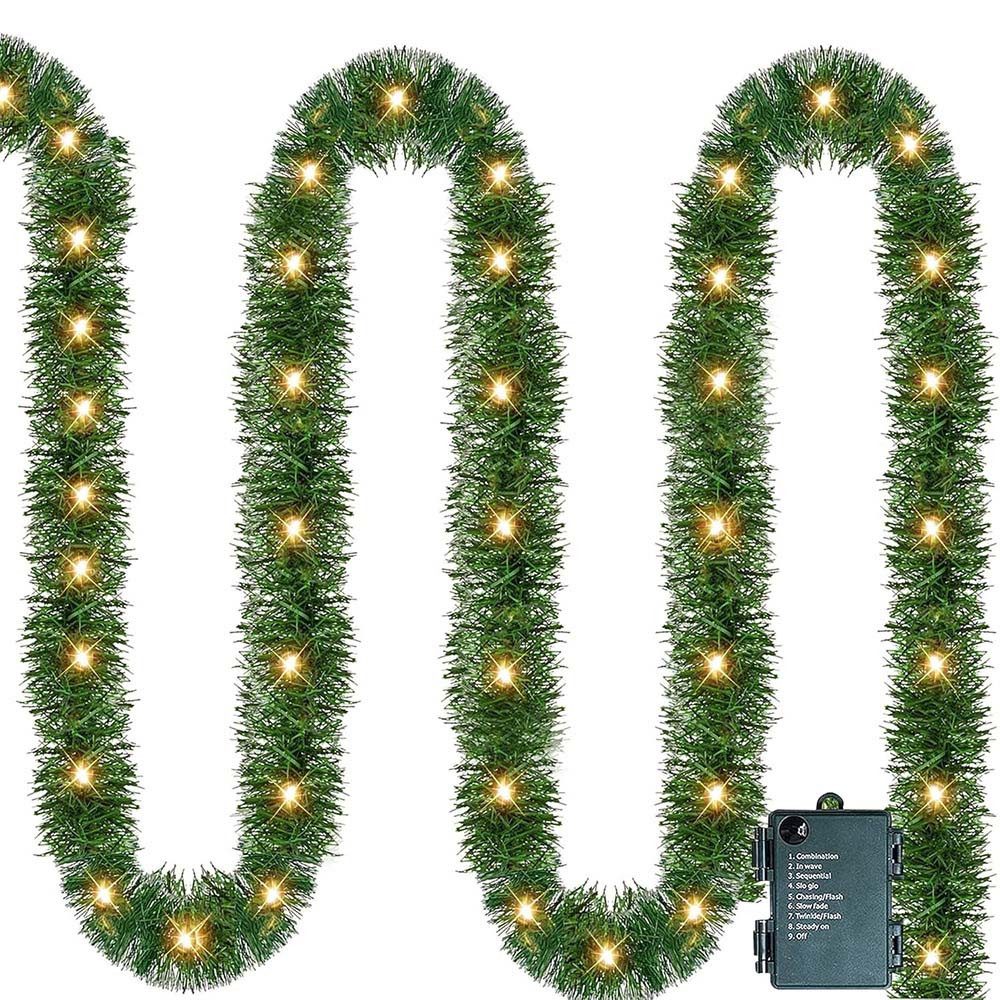 Kunstgirlande Weihnachtsgirlande 50 LEDs Künstliche Grüne, 8 Modi, Batterie günstig online kaufen