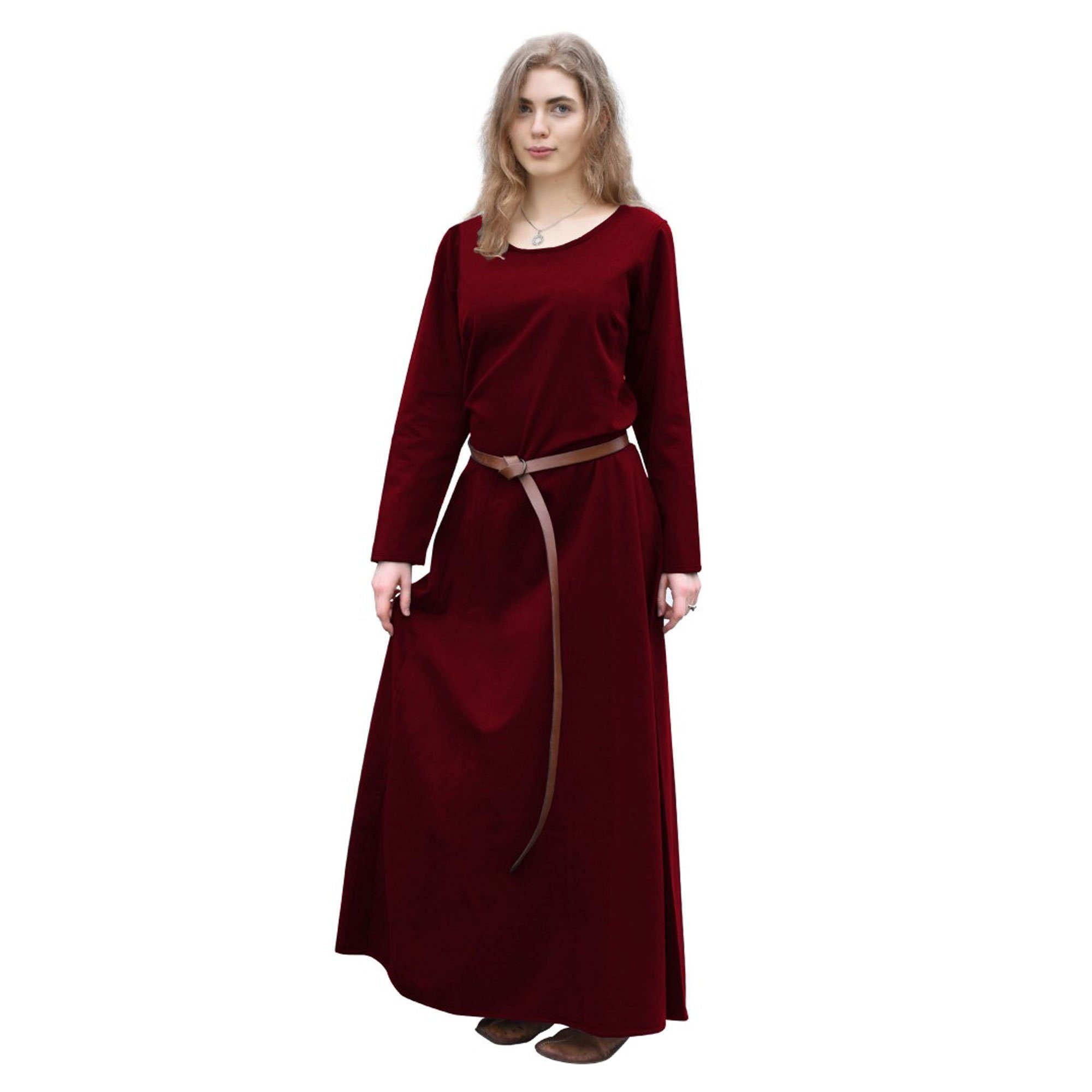 Battle Merchant Ritter-Kostüm hochmittelalterliches Kleid Afra aus Canvas Weinrot S
