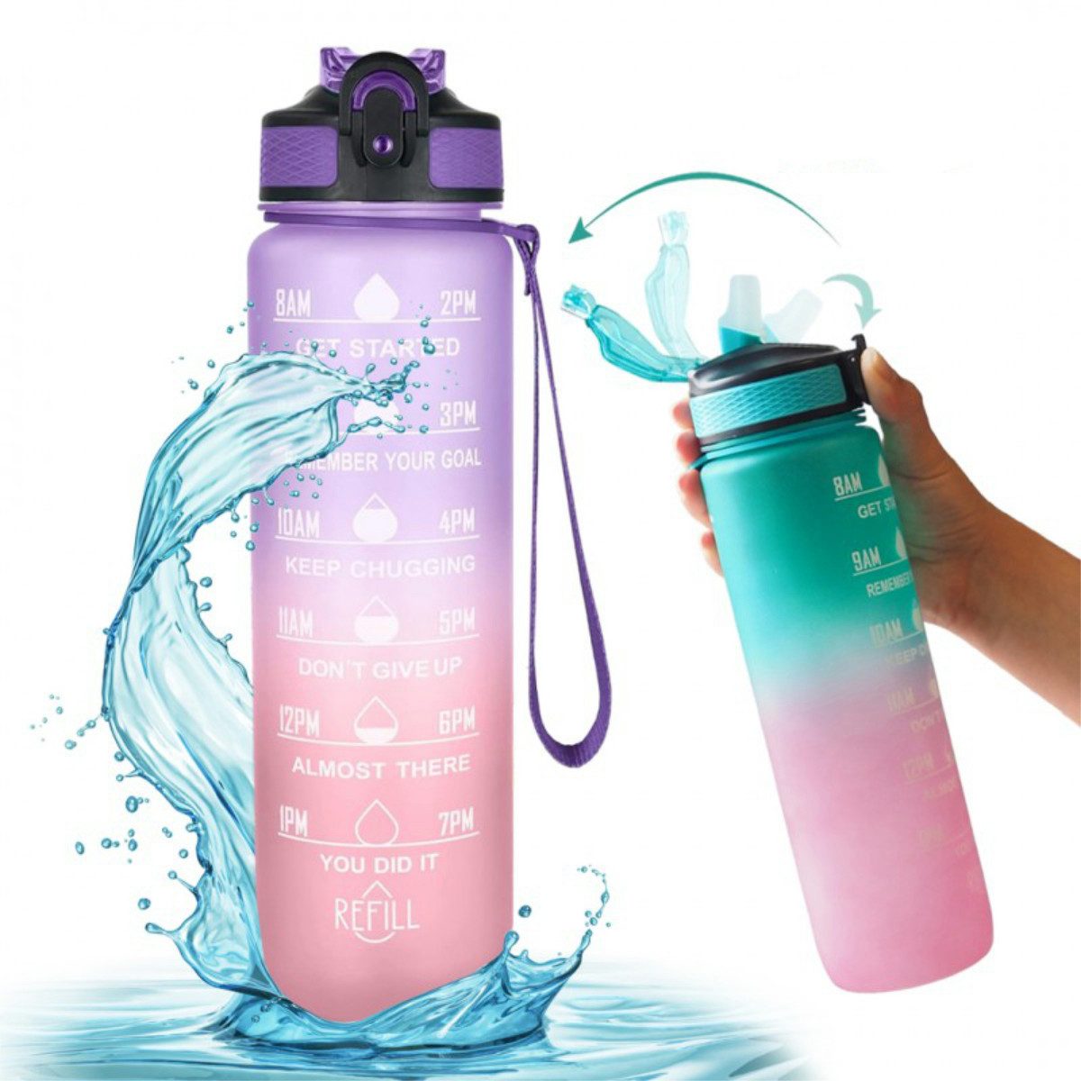 WS-Trend Trinkflasche XL Sportflasche Wasserflasche Flasche 1000 ml in 7 Farben