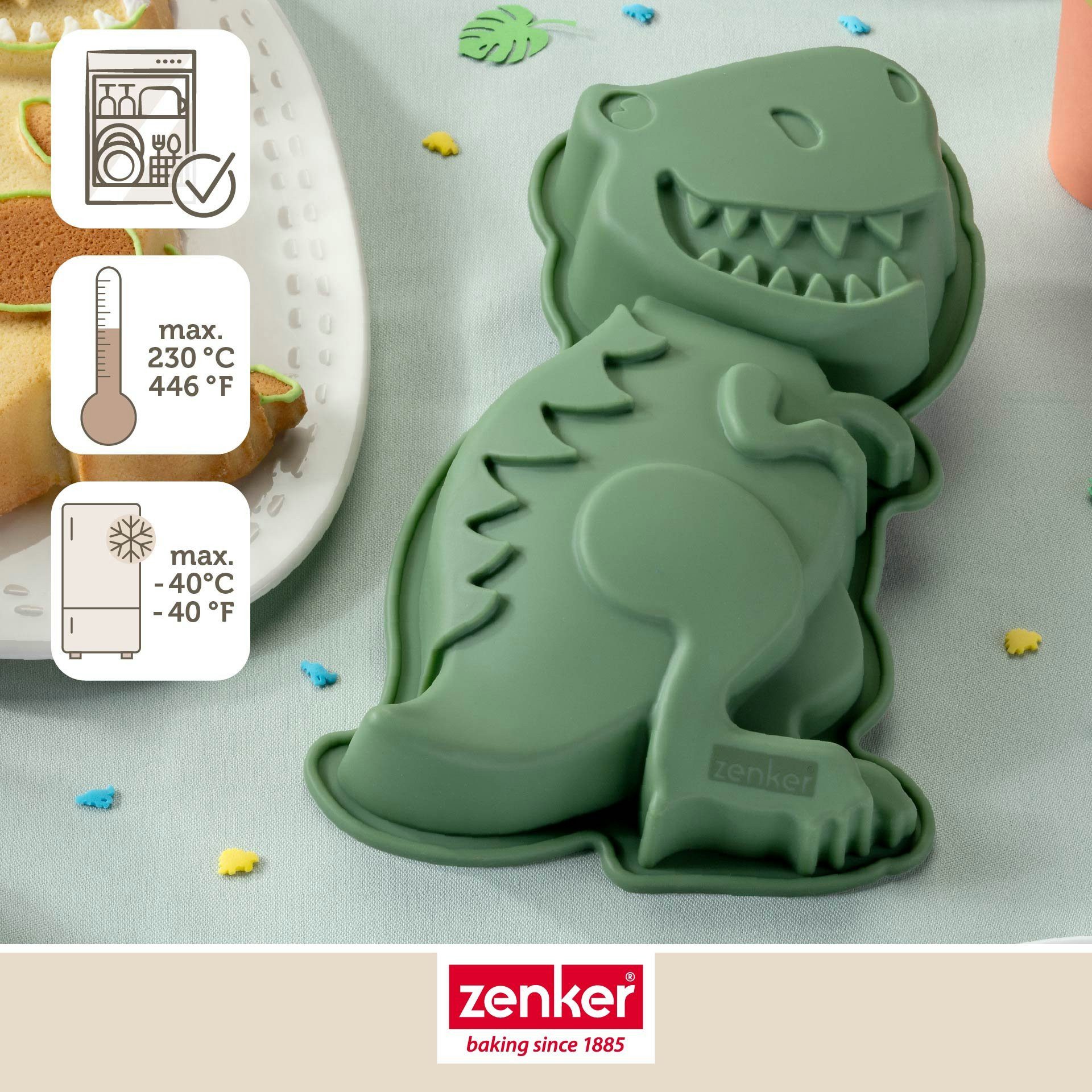 Zenker Backform Silikon Dinosaurier, Kuchenform, Motivbackform, Kinderparty