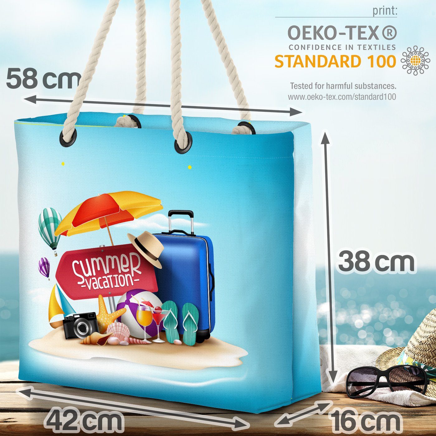 Meer Strandtasche (1-tlg), Koffer Bag Strand Beach Baden Urlaubsgepäck VOID Hand-Gepäck Urlaubs-Reise