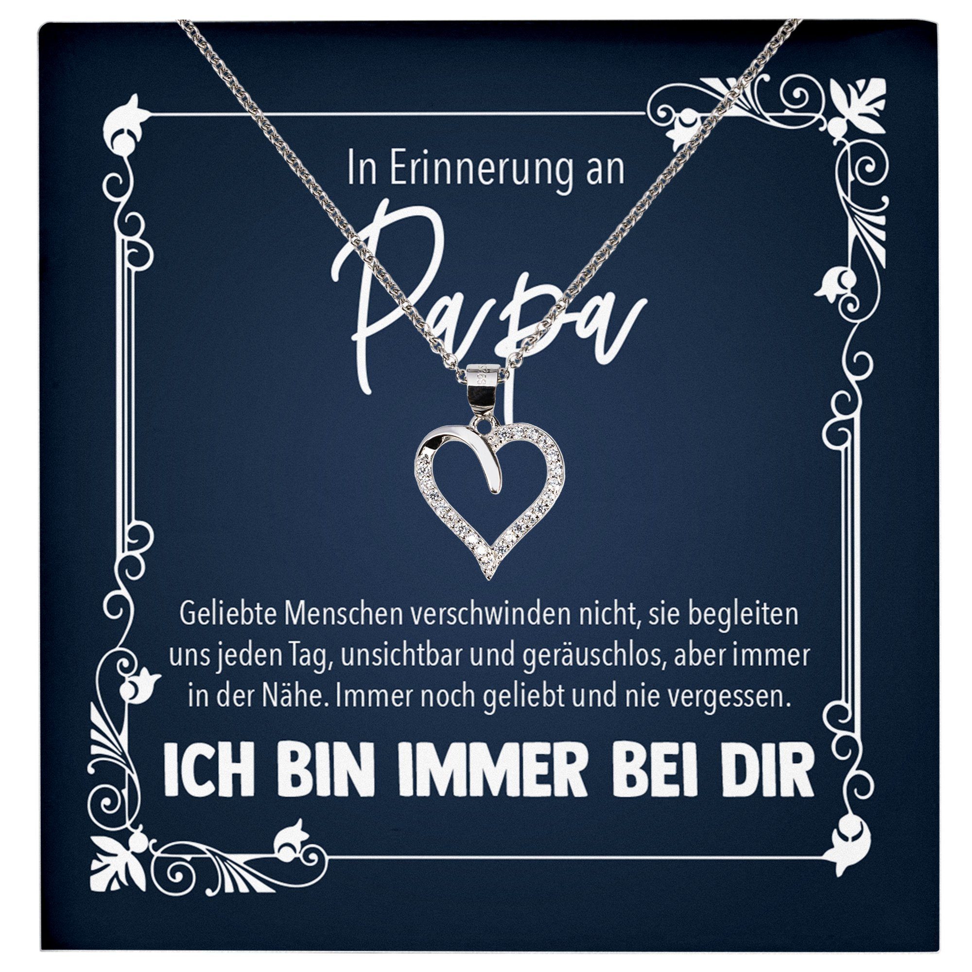 22Feels Schmuckset In Erinnerung An Papa Trauer Andenken Kondolenz Geschenk Halskette (inkl. Geschenktasche, Karte(n), Poliertuch, Beutel), Echt-Silber 925/000, Karte Made In Germany