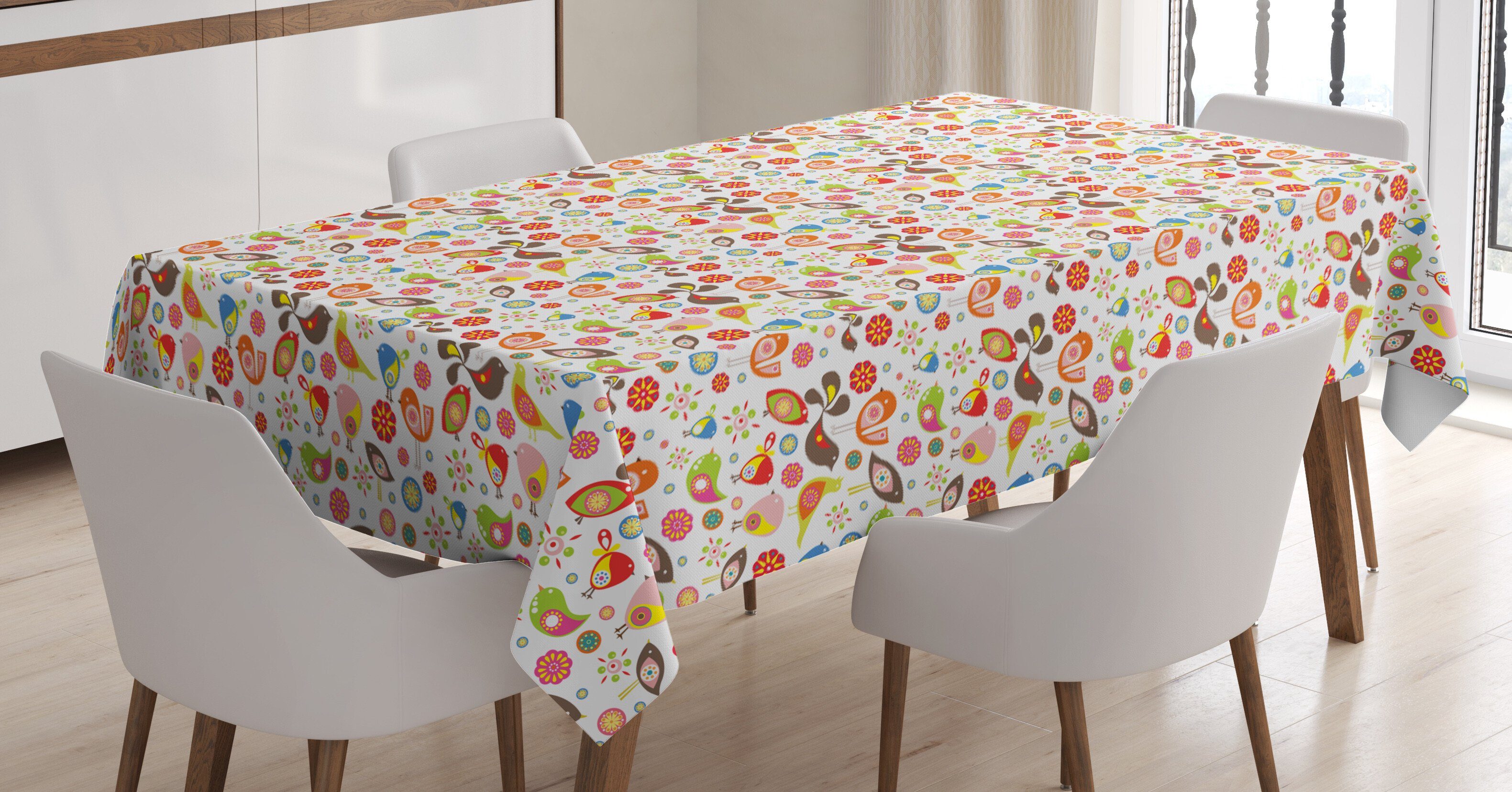 Abakuhaus Tischdecke Farbfest Waschbar Für den Außen Bereich geeignet Klare Farben, Bunt Abstrakt Ziergeflügel | Tischdecken