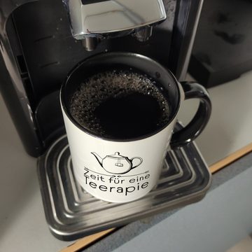 speecheese Tasse Zeit für eine Teerapie Kaffeebecher Schwarz