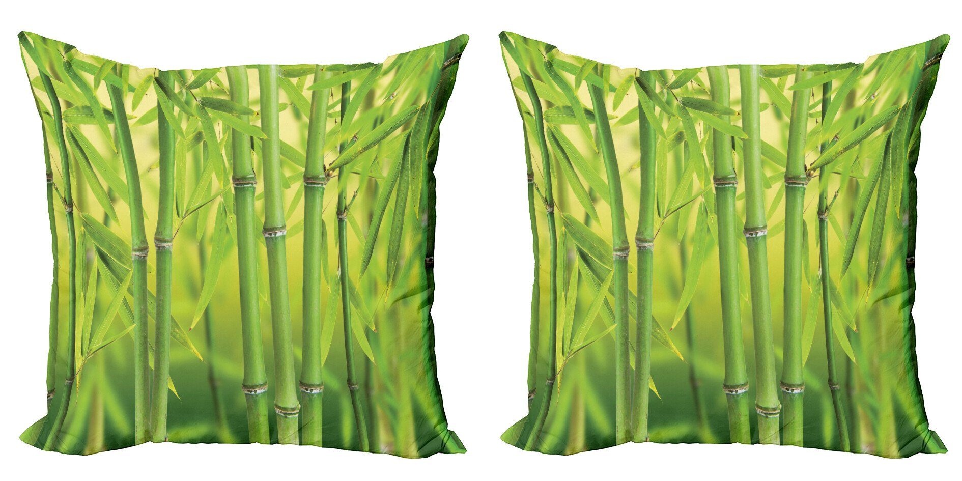 Kissenbezüge Modern Accent Doppelseitiger Digitaldruck, Abakuhaus (2 Stück), Grün Bambussprosse Stem Wald
