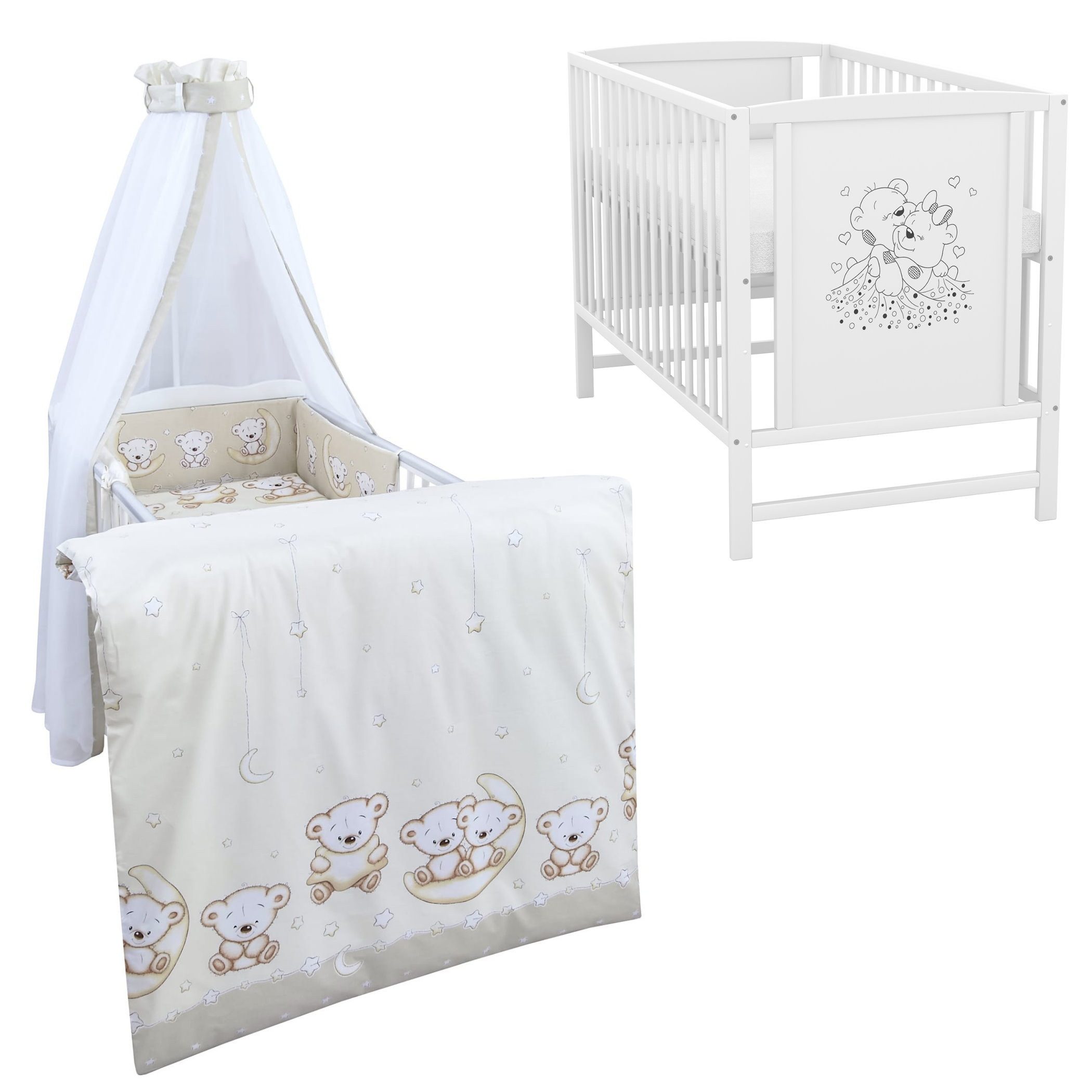 Komplettbett Babybett Mia Komplettset Waffelpique