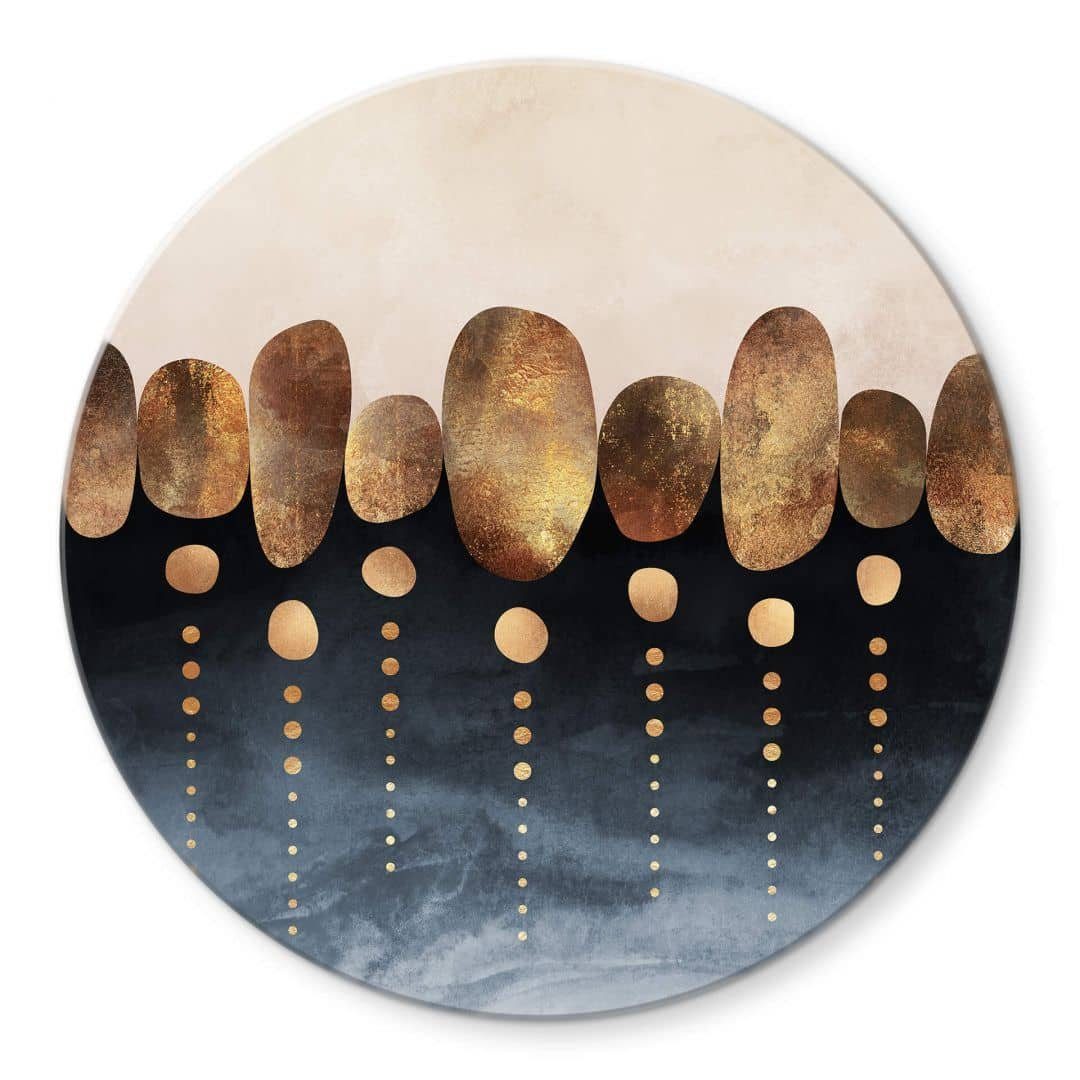 K&L Wall Art Glasbild Glas Wandbild Rund Glasbild Fredriksson Illustration Skandinavisch, Wandschutz Deko Bilder
