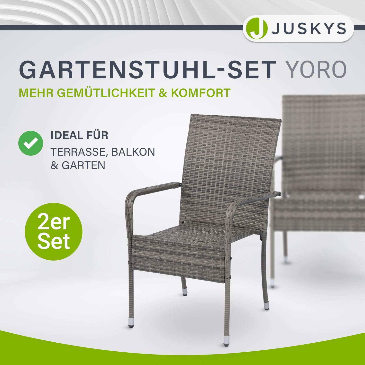 Juskys Gartenstuhl Yoro (2 St), stapelbar, günstig online kaufen
