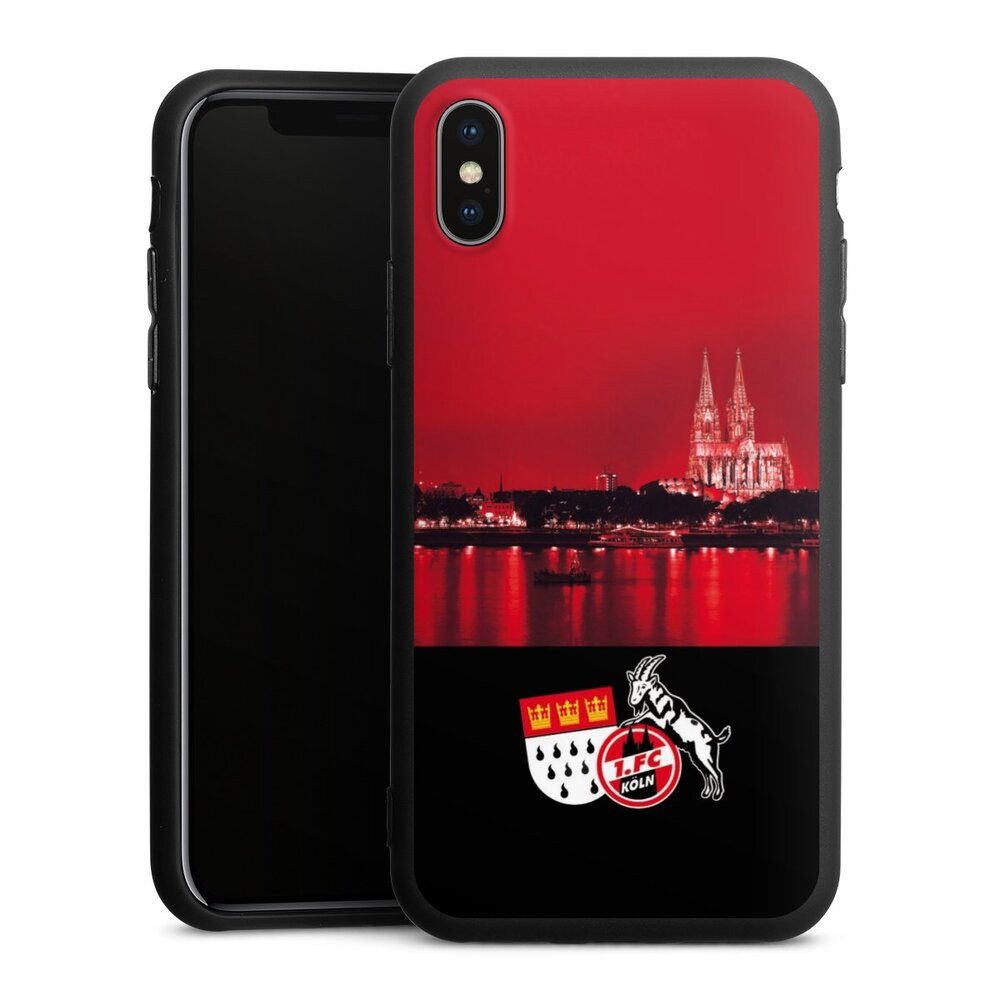 DeinDesign Handyhülle Skyline 1. FC Köln Offizielles Lizenzprodukt Skyline Köln Rot, Apple iPhone X Silikon Hülle Premium Case Handy Schutzhülle
