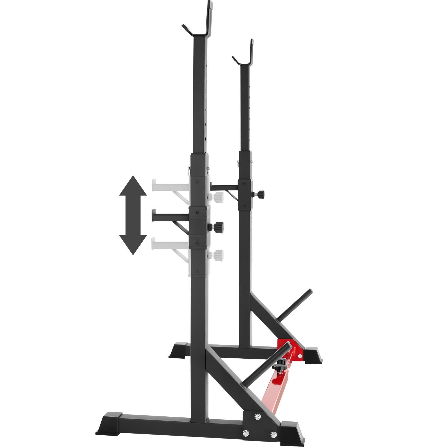 tectake Hantelbank Fitnessbank, bodenschonende Kunststoffkappen, multifunktional, (Trainingsbank Apollo, in schwarz), Mit oberer & vorderer Ablage, Höhe & Breite verstellbar, fester Stand