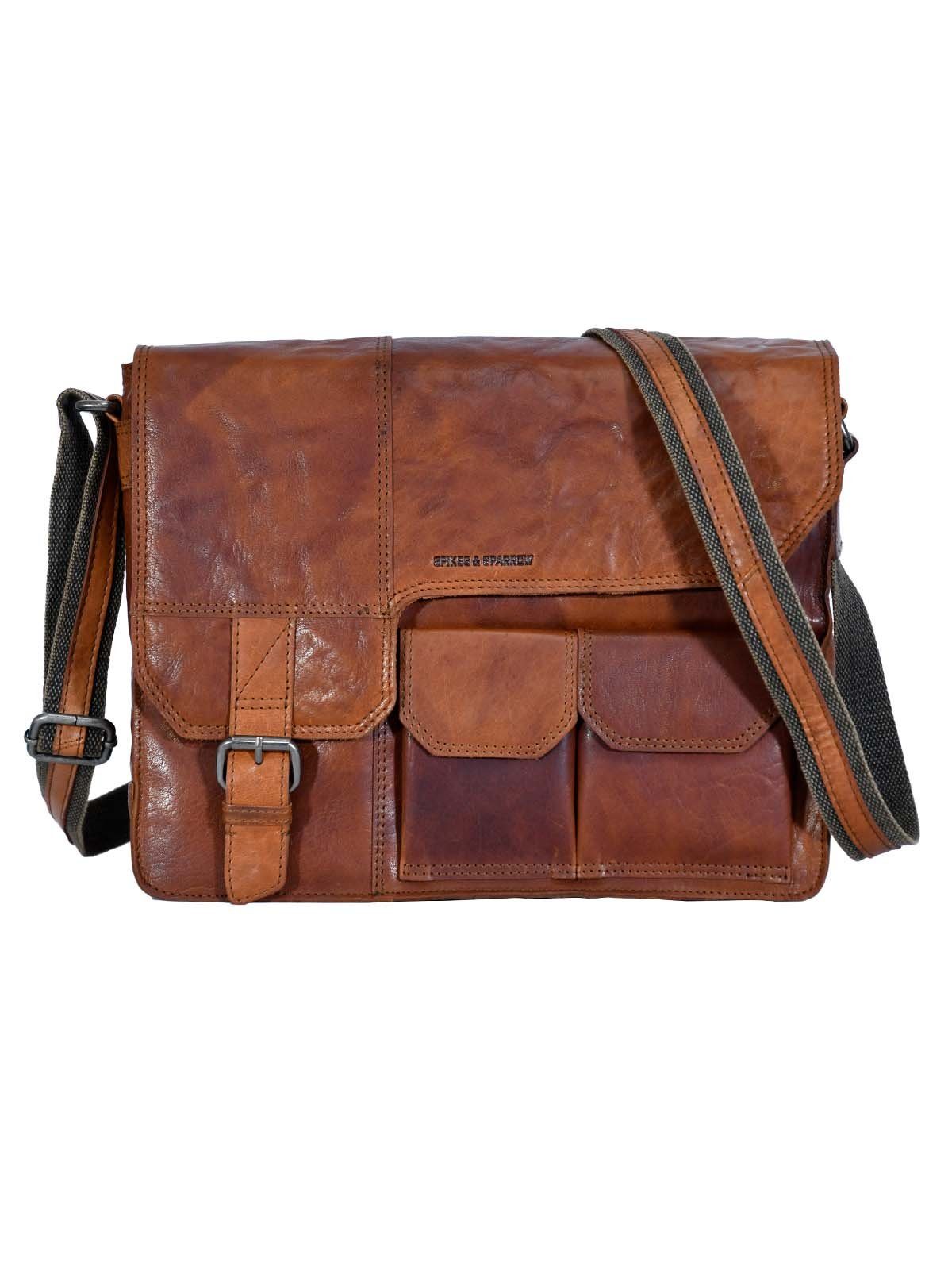 Sparrow-Mens-Leather-Messenger Bag Spikes & Spikes & 36x30x9 Sparrow Messenger
