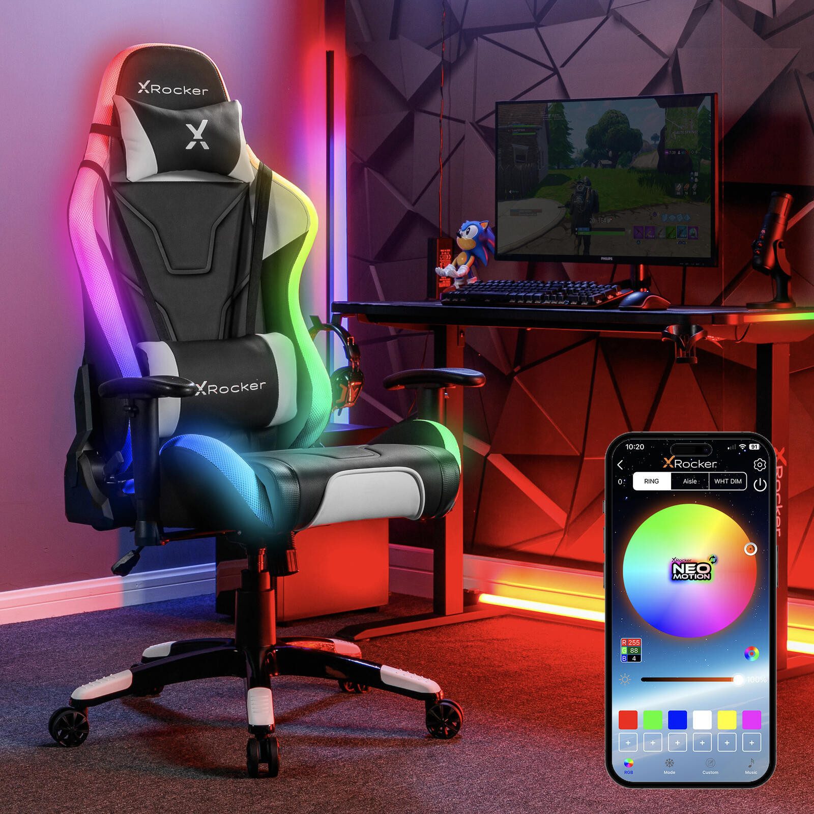 X Rocker Gaming-Stuhl Agility eSports Gaming-Bürodrehstuhl mit LED-Beleu