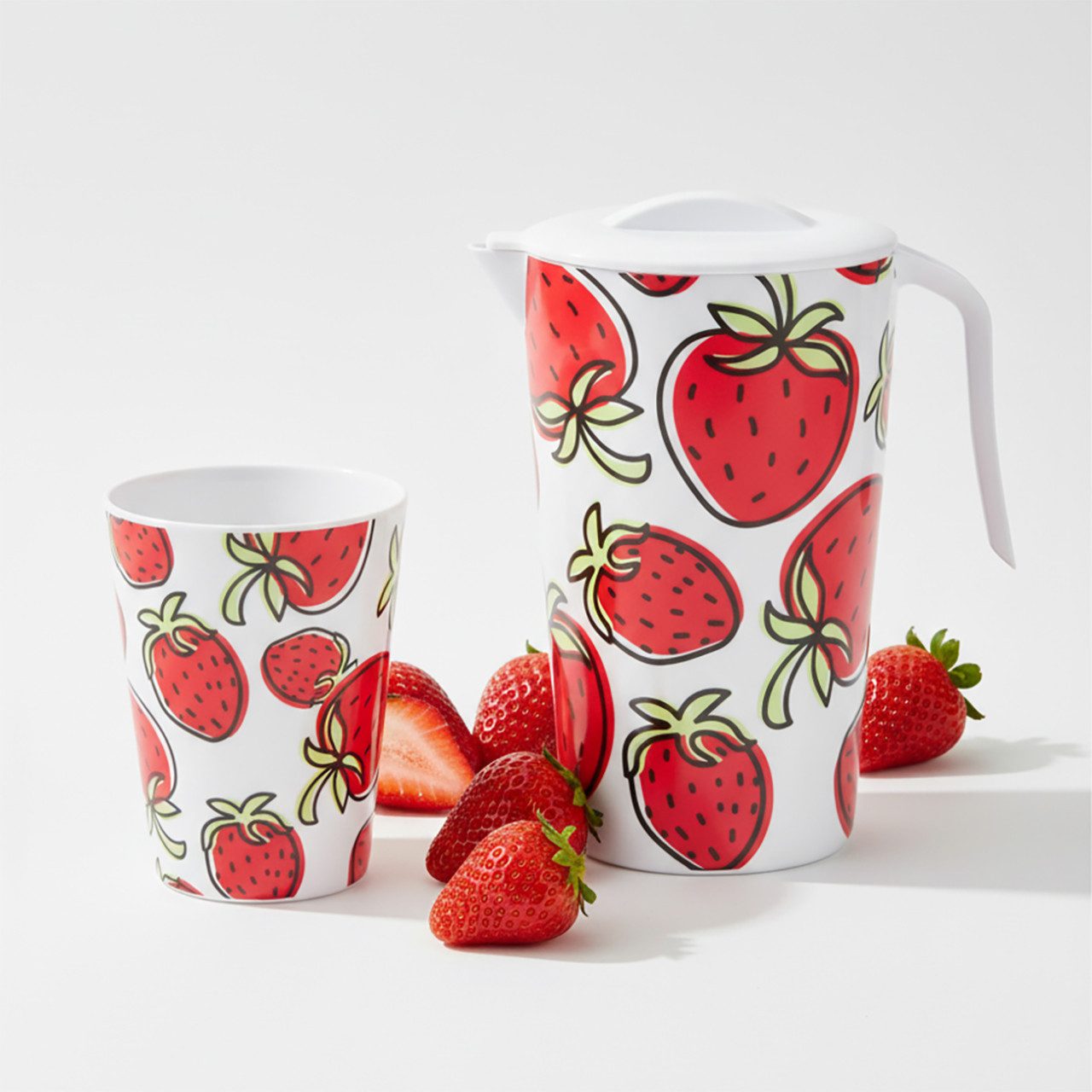Geda Labels GmbH Becher Erdbeeren, 1-tlg., Melamin, Rot, 330ml, spülmaschinengeeignet