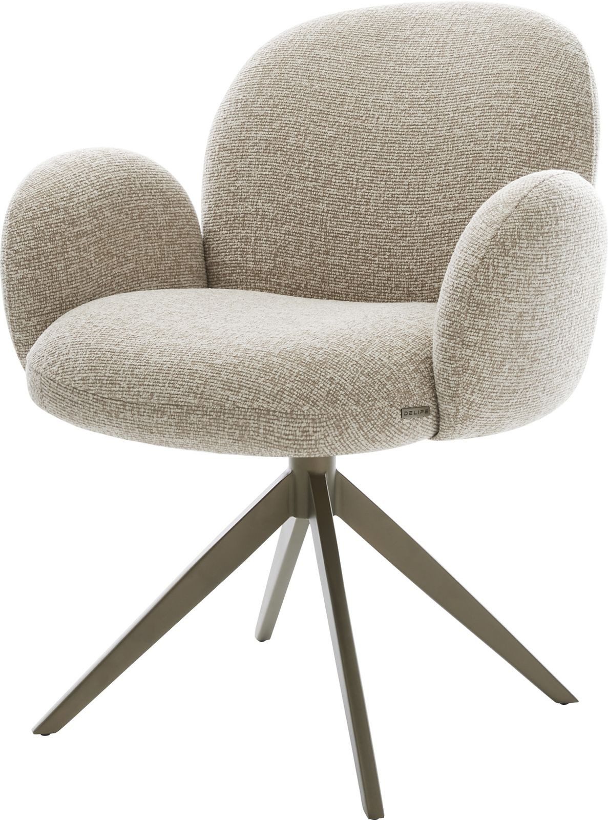 DELIFE Polsterstuhl Nube-Flex, mit Armlehnen Kreuzgestell breit Effektfinish Titan Webstoff Soft Beig