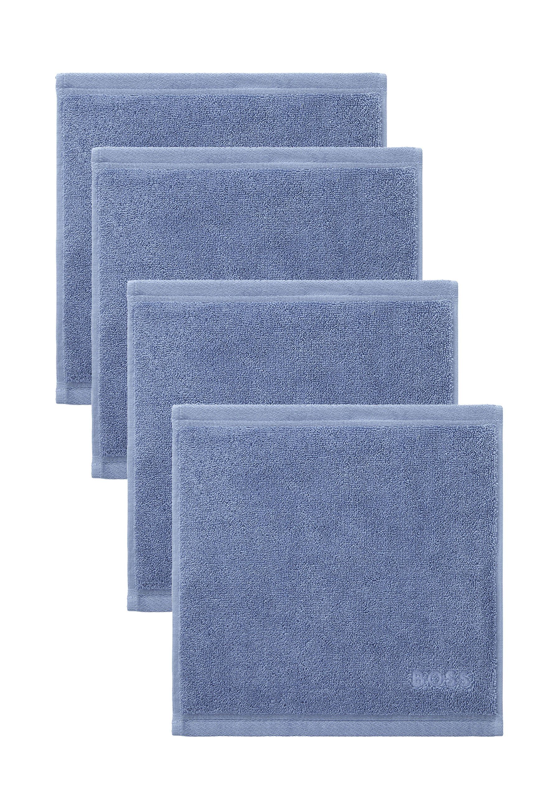 Hugo Boss Home Handtücher 4er-Set BLUE mit Waschlappen, modernem Design