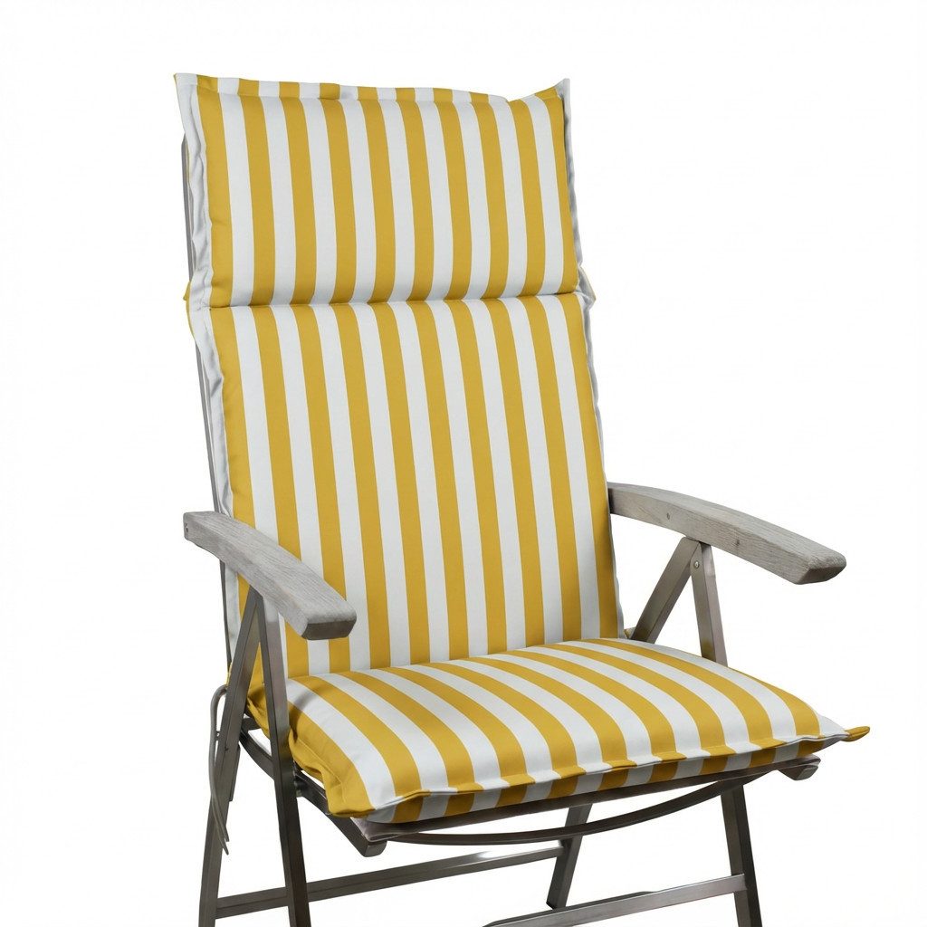 Rübeling Hochlehnerauflage Sunbrella Gold Stripe, Reißverschluss-Kissen