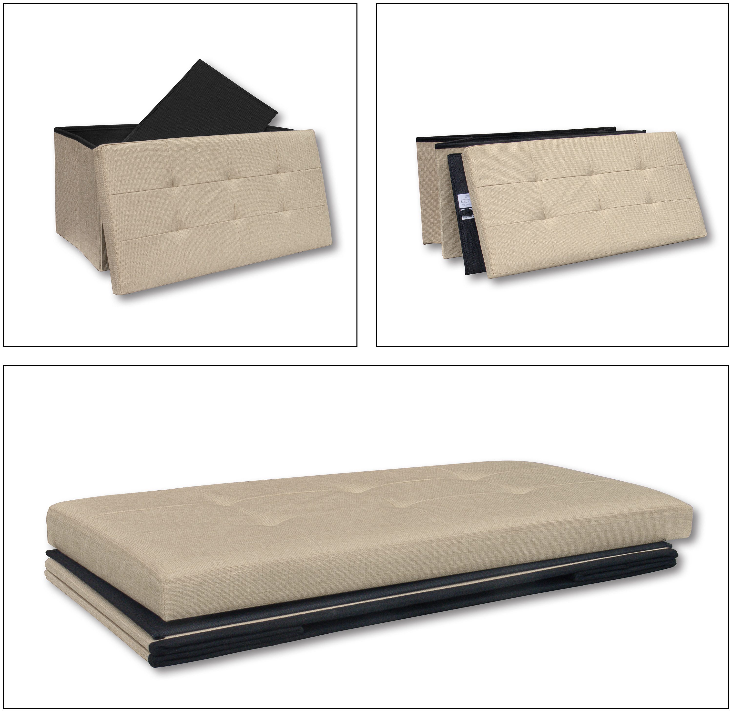 VCM Schuhbank Boxas B. 76 x T. 38 x H. 38 cm, Stoff-Sitztruhe, Kiste für flexiblen Einsatz in allen Wohnräumen – Bild 2 von 5