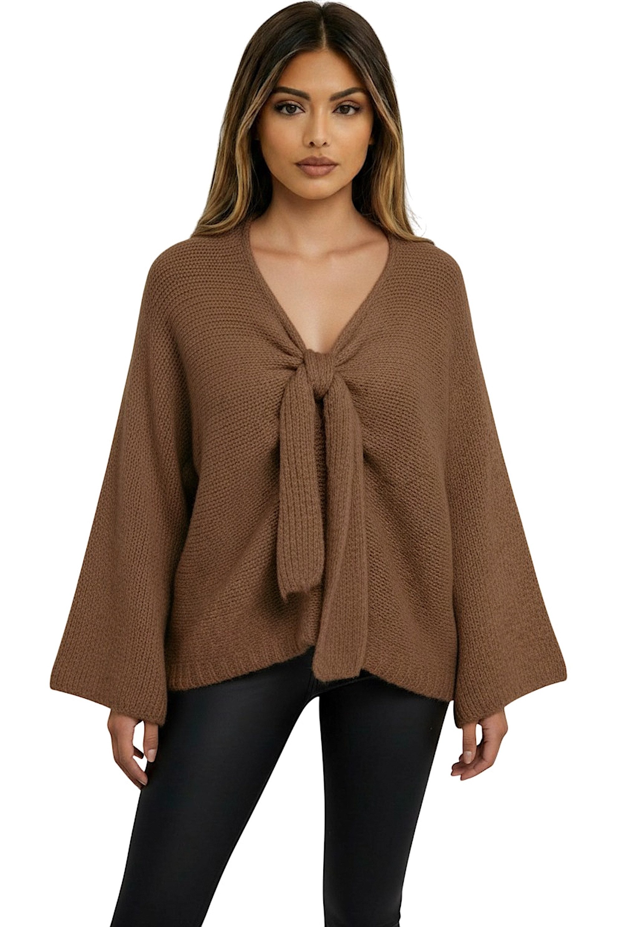 Worldclassca Cardigan WORLDCLASSCA Damen Oversize Cardigan Strickjacke mit Schleife Fashion Neue Kollektion - Stilvolle und gemütliche Strickmode für Damen