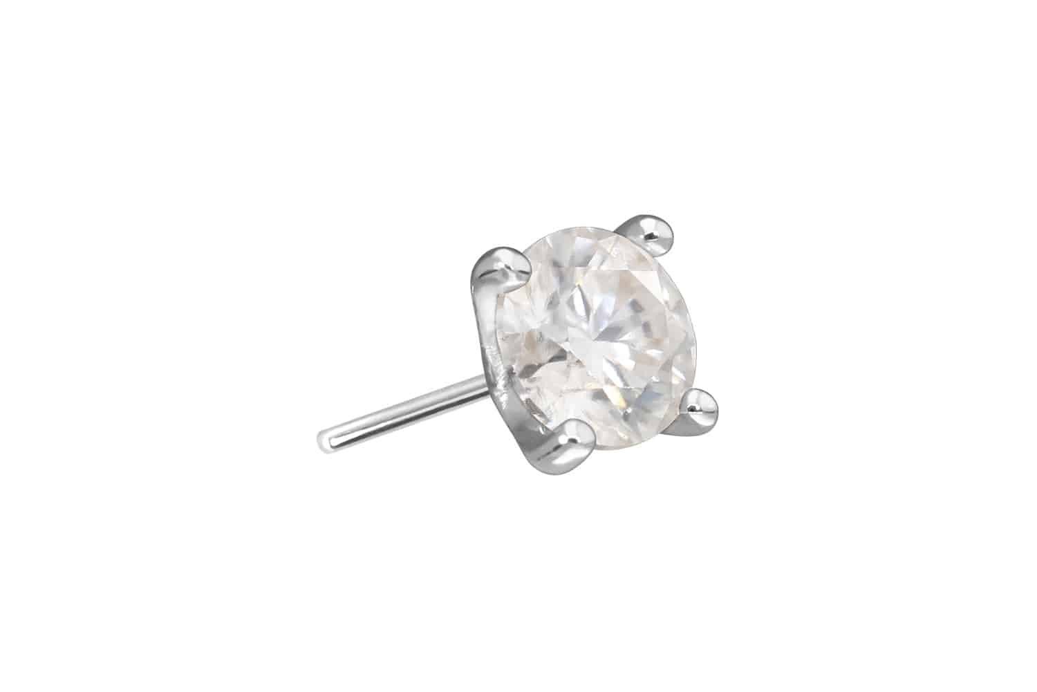 Piercing-Set 14 Karat Gold Aufsatz mit Titan Push Pin MOISSANIT