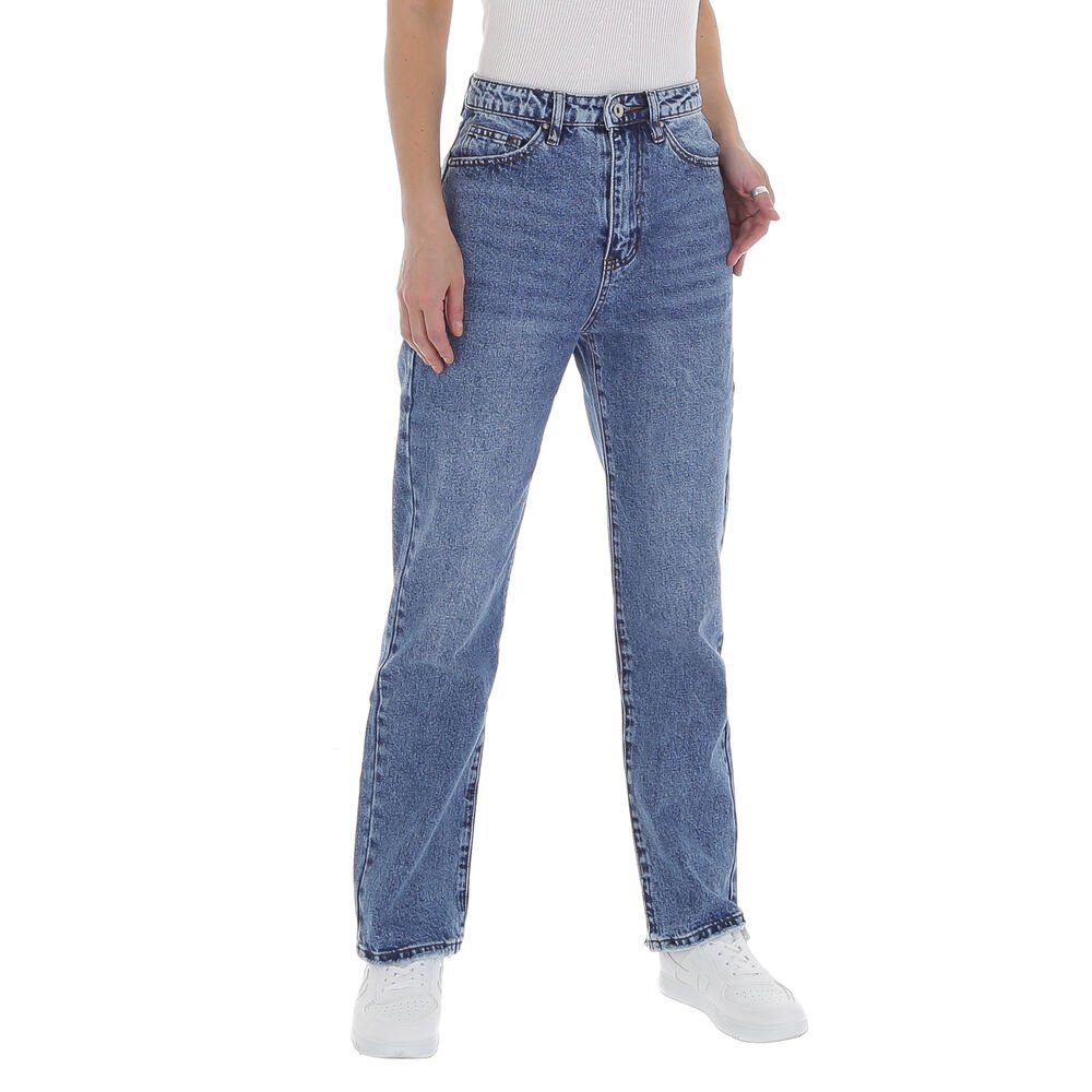 Ital-Design Straight-Jeans Damen Freizeit Straight Leg Jeans in Blau