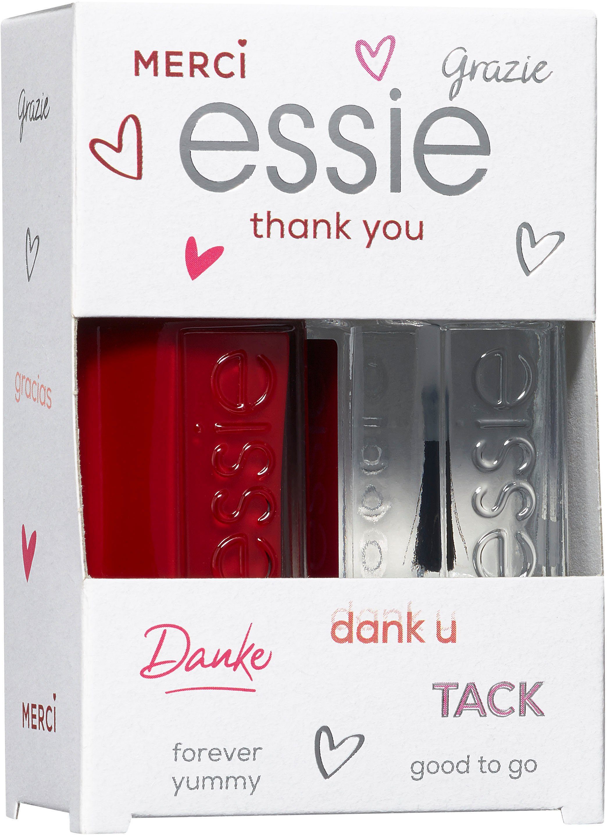 essie Nagellack-Set GIFT SET, 2-tlg., ideal als Geschenk, stärkt die Nägel sofort & gleicht Unebenheiten aus