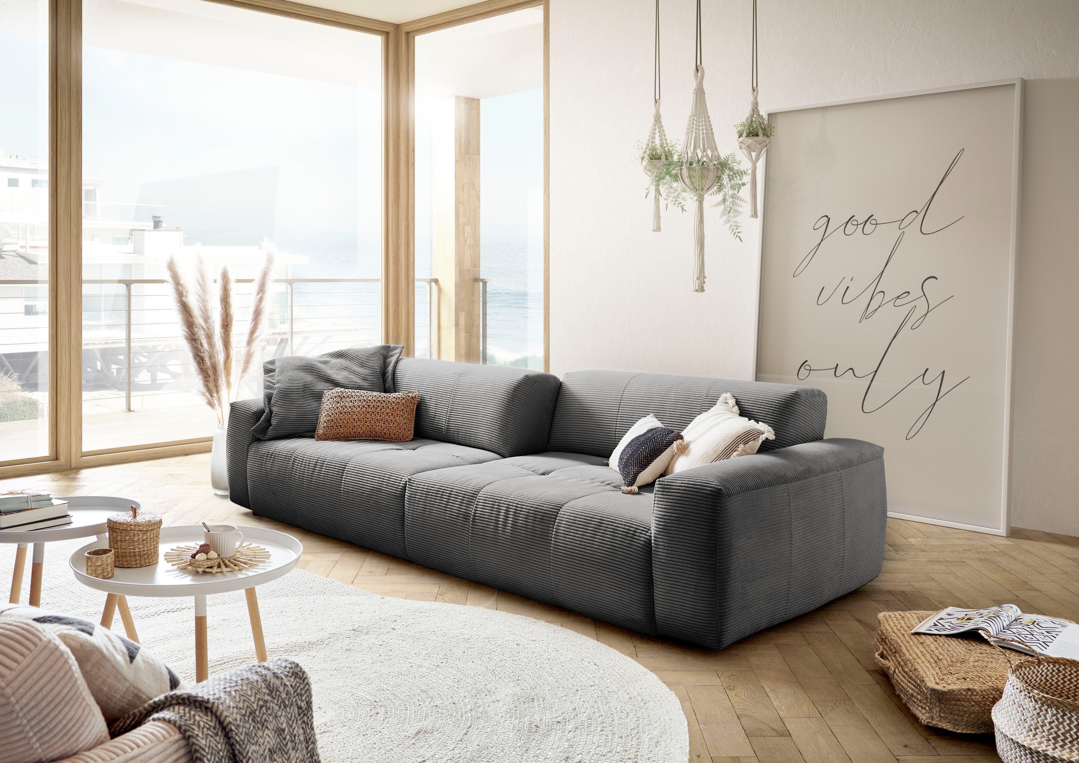 3C Candy Big-Sofa Yoshy Mega Sofa mit Komfortfunktionen, modern und bequem, Zwei Sitztiefen durch verstellbare Rückenlehne, Bezug in Cord