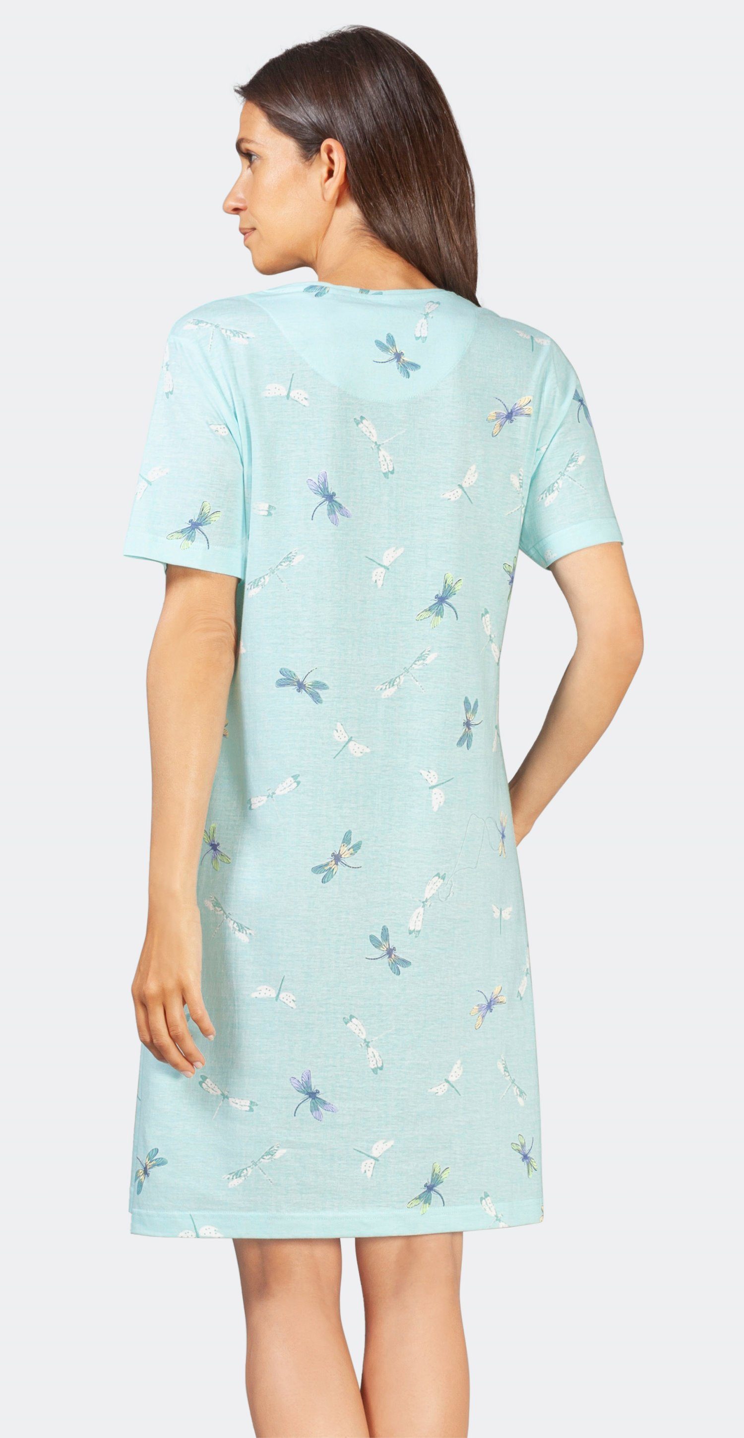 und Arm Knopfleiste Schlafshirt (1-tlg) kurzem Nachthemd mit Hajo Damen