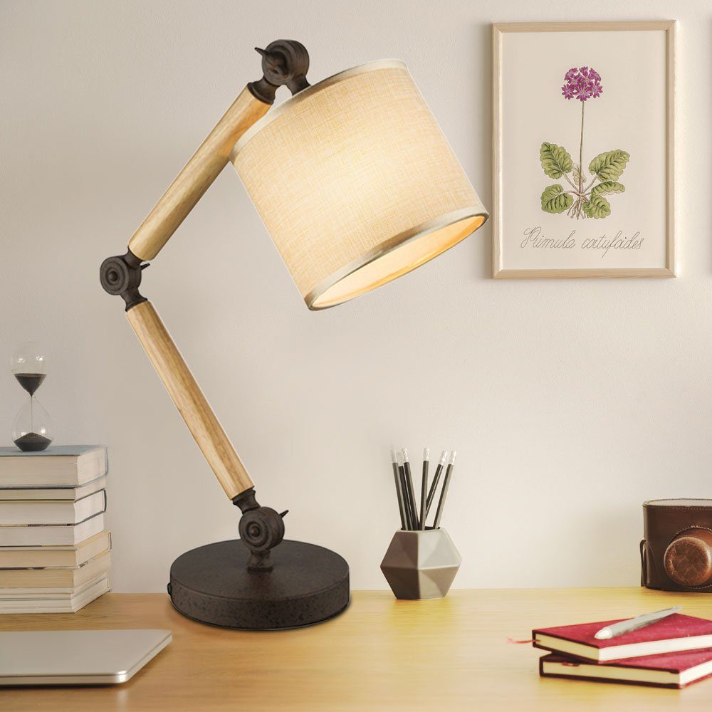 etc-shop LED Schreibtischlampe, Nachttischlampe Holz Rostfarben Innen  beweglich Tischlampe Kabel, mit verstellbarem Schirm, 1x E27, HxBxL in cm:  76x15x77,5 online kaufen | OTTO