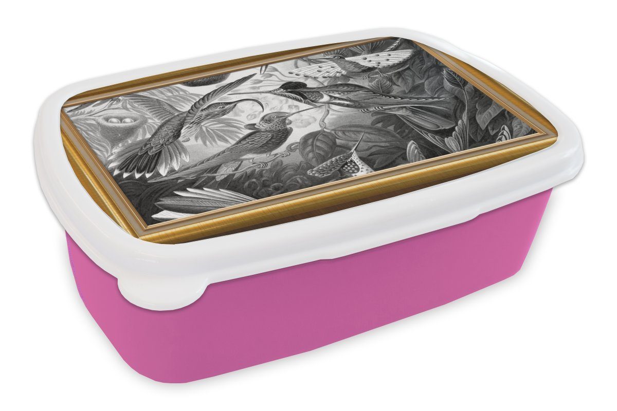 MuchoWow Lunchbox Alte Meister - Kunstwerke - Liste - Gold, Kunststoff, (2-tlg), Brotbox für Erwachsene, Brotdose Kinder, Snackbox, Mädchen, Kunststoff rosa